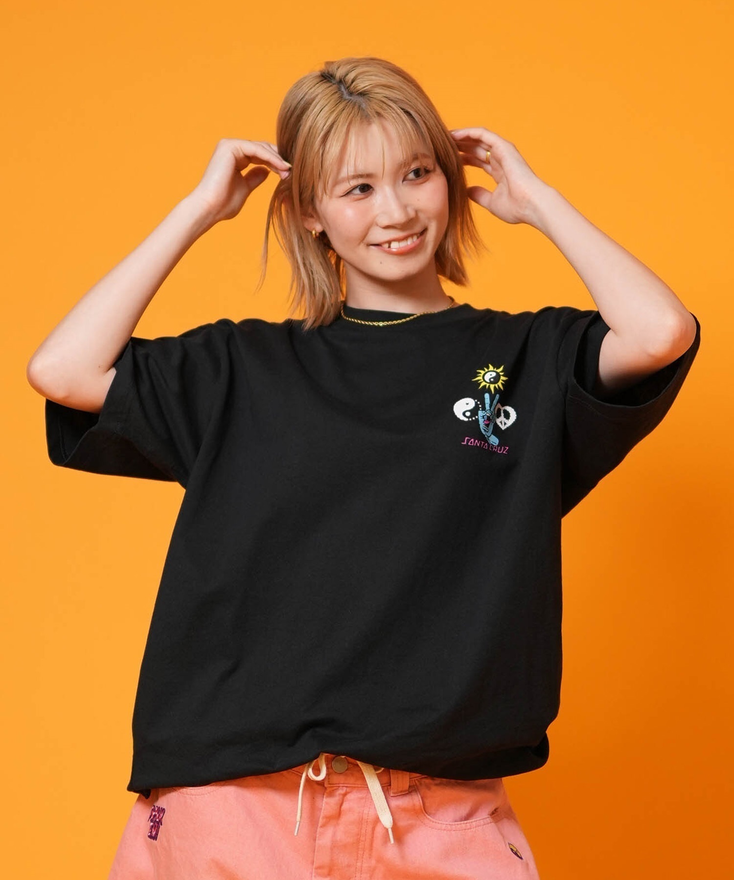 CALUX (キャラクス) ★★ ② SS リメイクTEE レディース ブラック ー SANTA CRUZ サンタクルーズ 半袖 Tシャツ レディース バックプリント