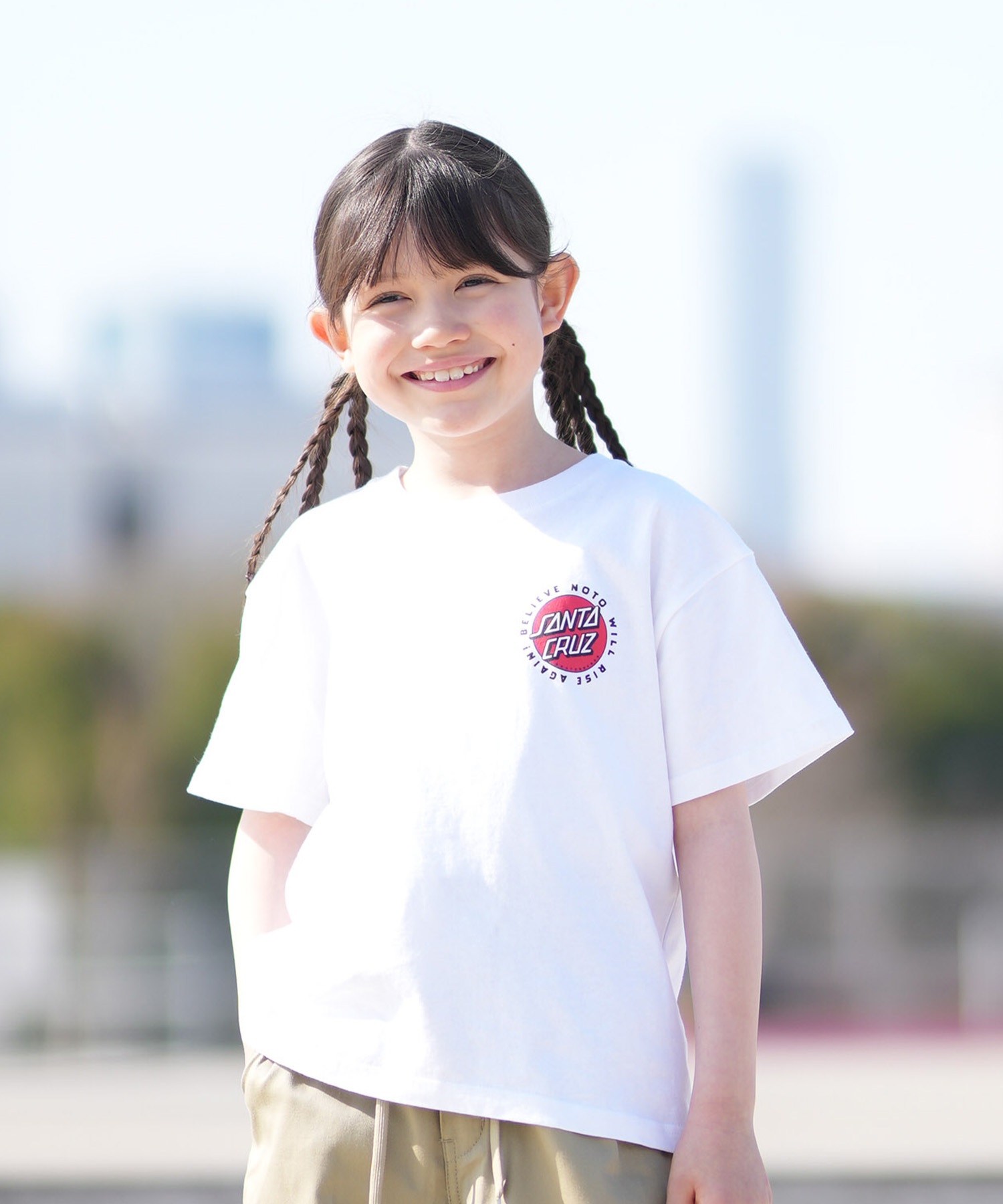 SANTA CRUZ サンタクルーズ 半袖 Tシャツ キッズ ジュニア 子供 バックプリント PEACE FOR NOTO SS TEE 502262409 ムラサキスポーツ限定(WHITE-130cm)