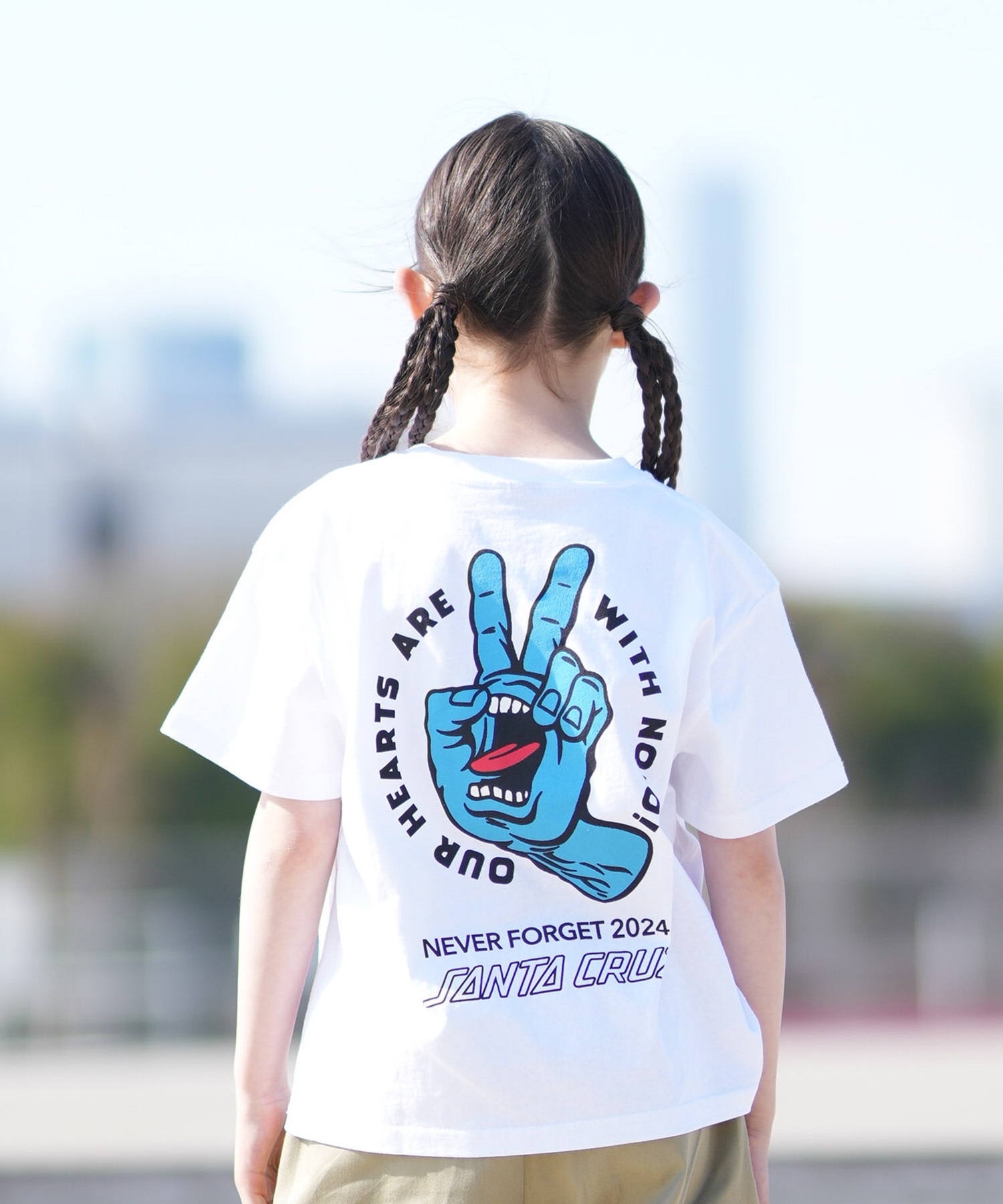 SANTA CRUZ サンタクルーズ 半袖 Tシャツ キッズ ジュニア 子供 バックプリント PEACE FOR NOTO SS TEE 502262409 ムラサキスポーツ限定(WHITE-130cm)