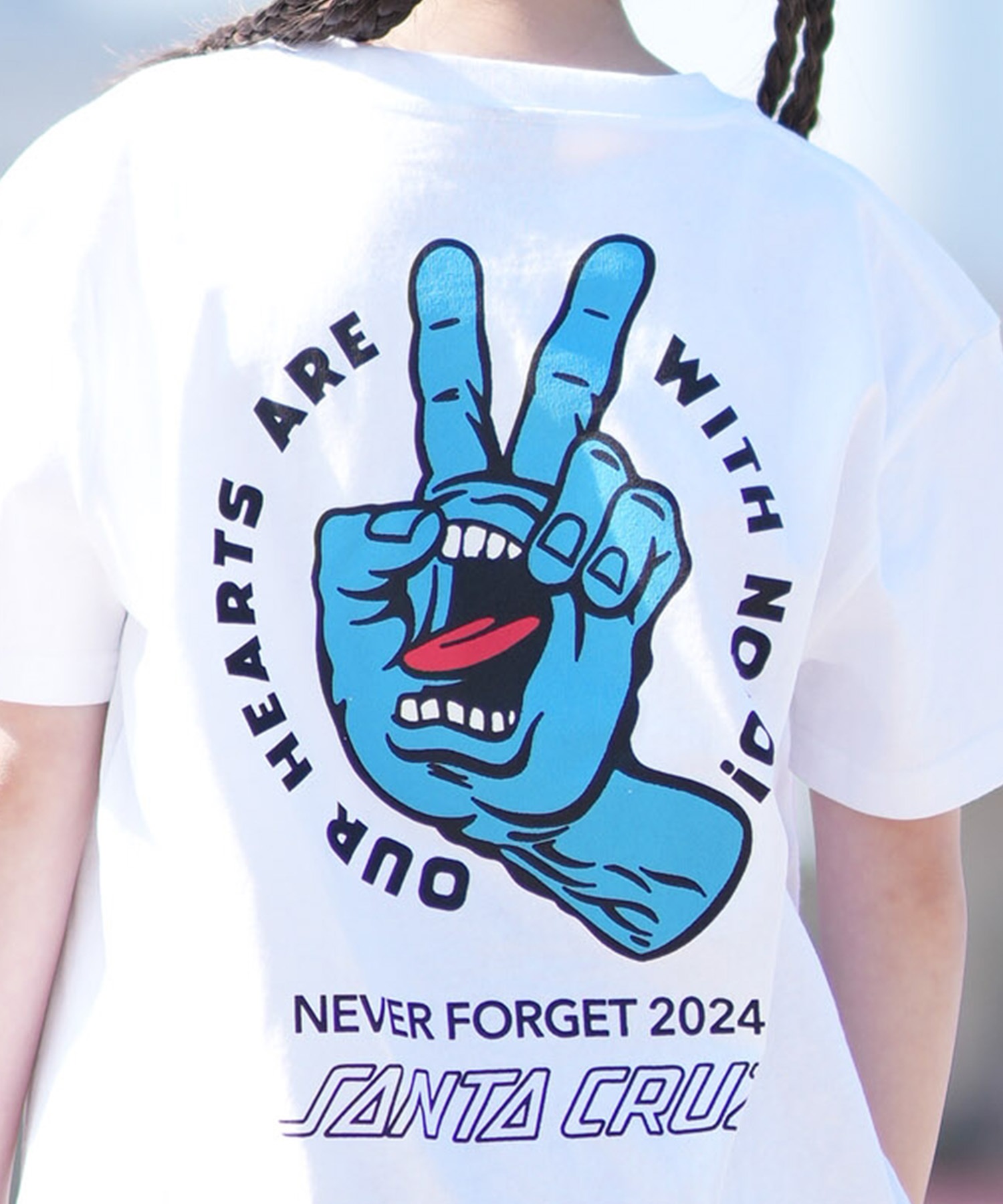 SANTA CRUZ サンタクルーズ 半袖 Tシャツ キッズ ジュニア 子供 バックプリント PEACE FOR NOTO SS TEE 502262409 ムラサキスポーツ限定(WHITE-130cm)