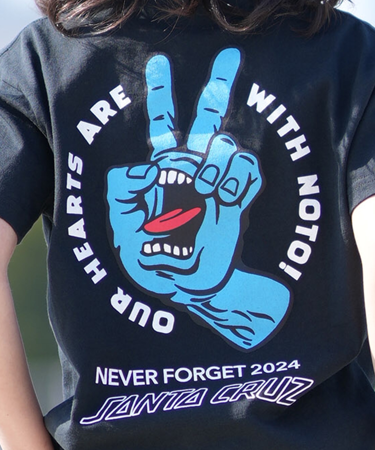 SANTA CRUZ サンタクルーズ 半袖 Tシャツ キッズ ジュニア 子供 バックプリント PEACE FOR NOTO SS TEE 502262409 ムラサキスポーツ限定(WHITE-130cm)