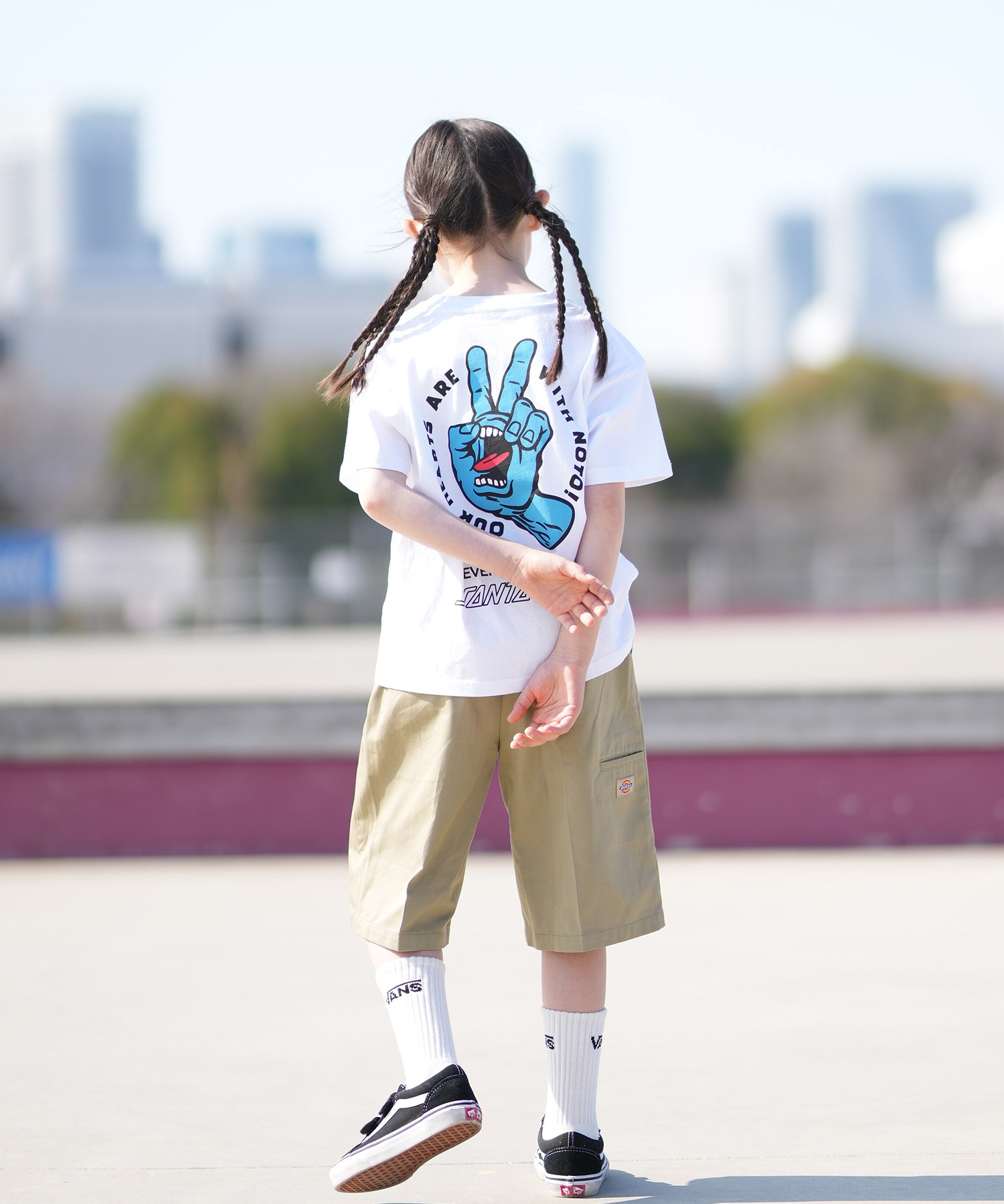 SANTA CRUZ サンタクルーズ 半袖 Tシャツ キッズ ジュニア 子供 バックプリント PEACE FOR NOTO SS TEE 502262409 ムラサキスポーツ限定(WHITE-130cm)