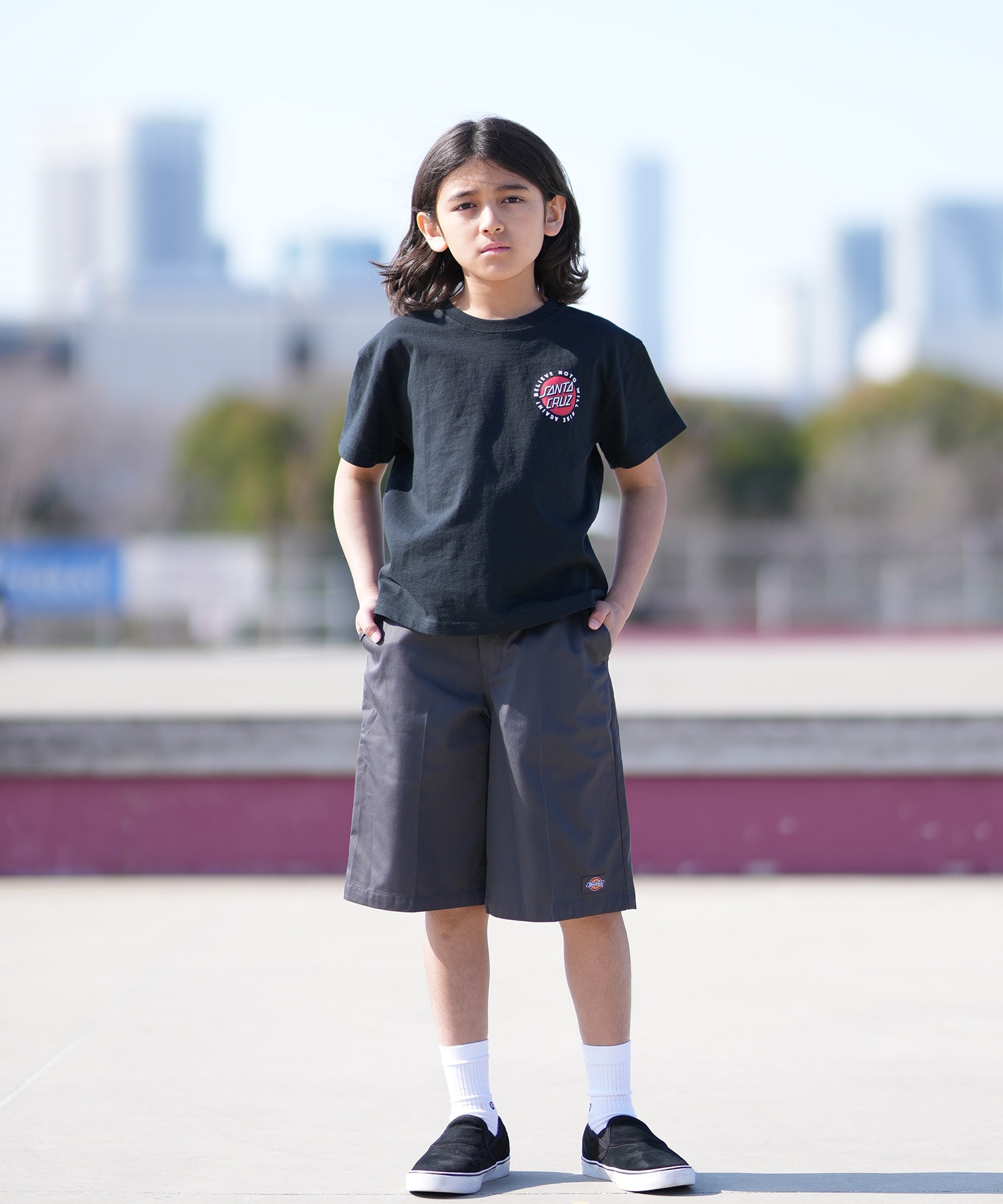 SANTA CRUZ サンタクルーズ 半袖 Tシャツ キッズ ジュニア 子供 バックプリント PEACE FOR NOTO SS TEE 502262409 ムラサキスポーツ限定(WHITE-130cm)