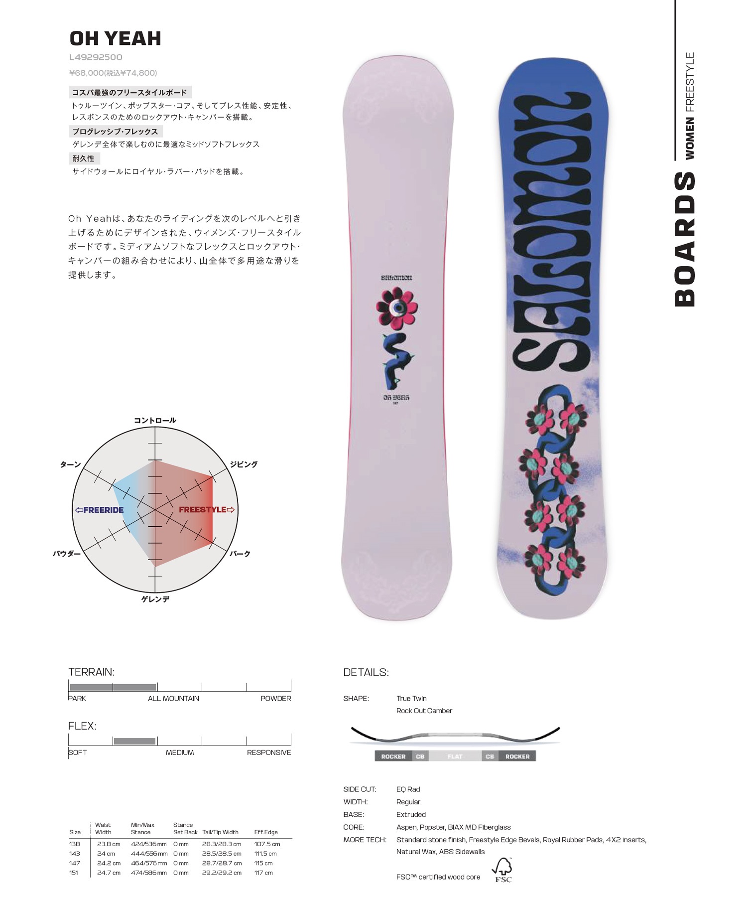 SALOMON サロモン オーイェー OH YEAH スノーボード 板 フリースタイル 