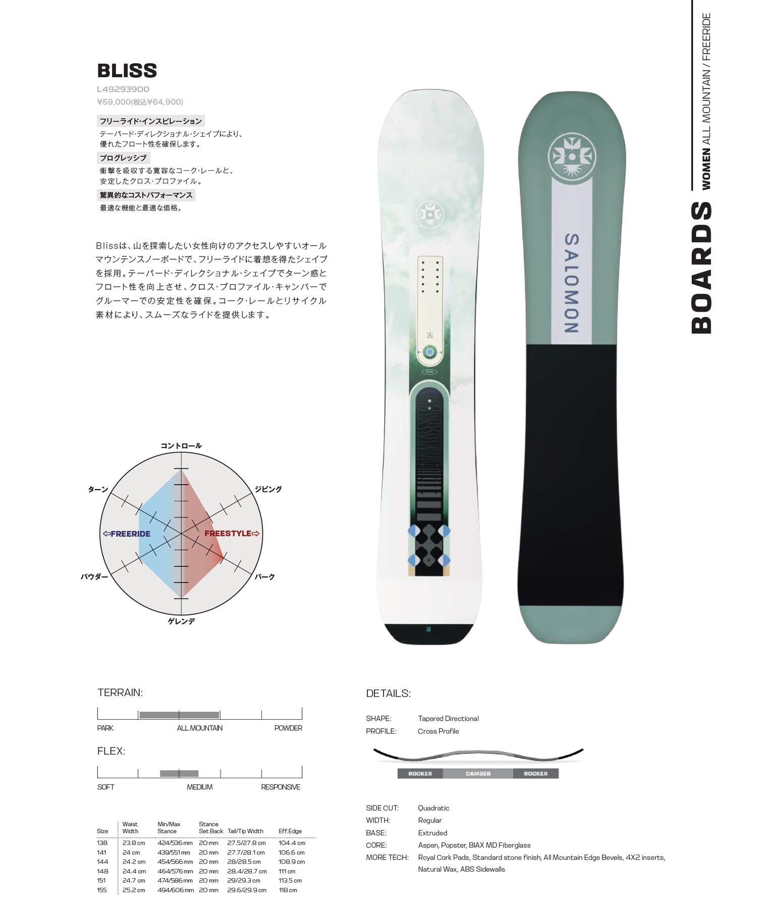 SALOMON サロモン ブリス BLISS スノーボード 板 フリーライディング