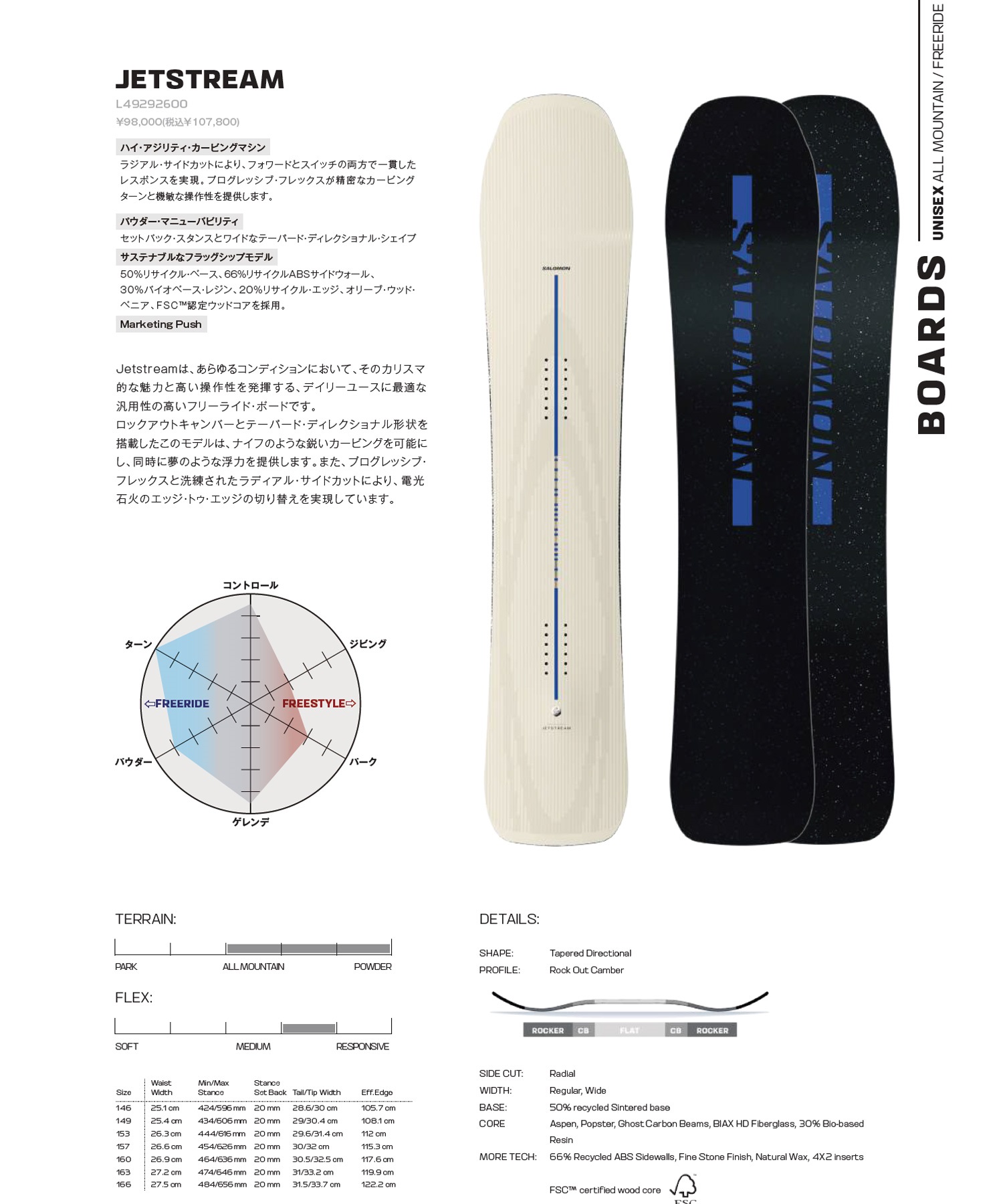 SALOMON サロモン ジェットストリーム JETSTREAM スノーボード 板