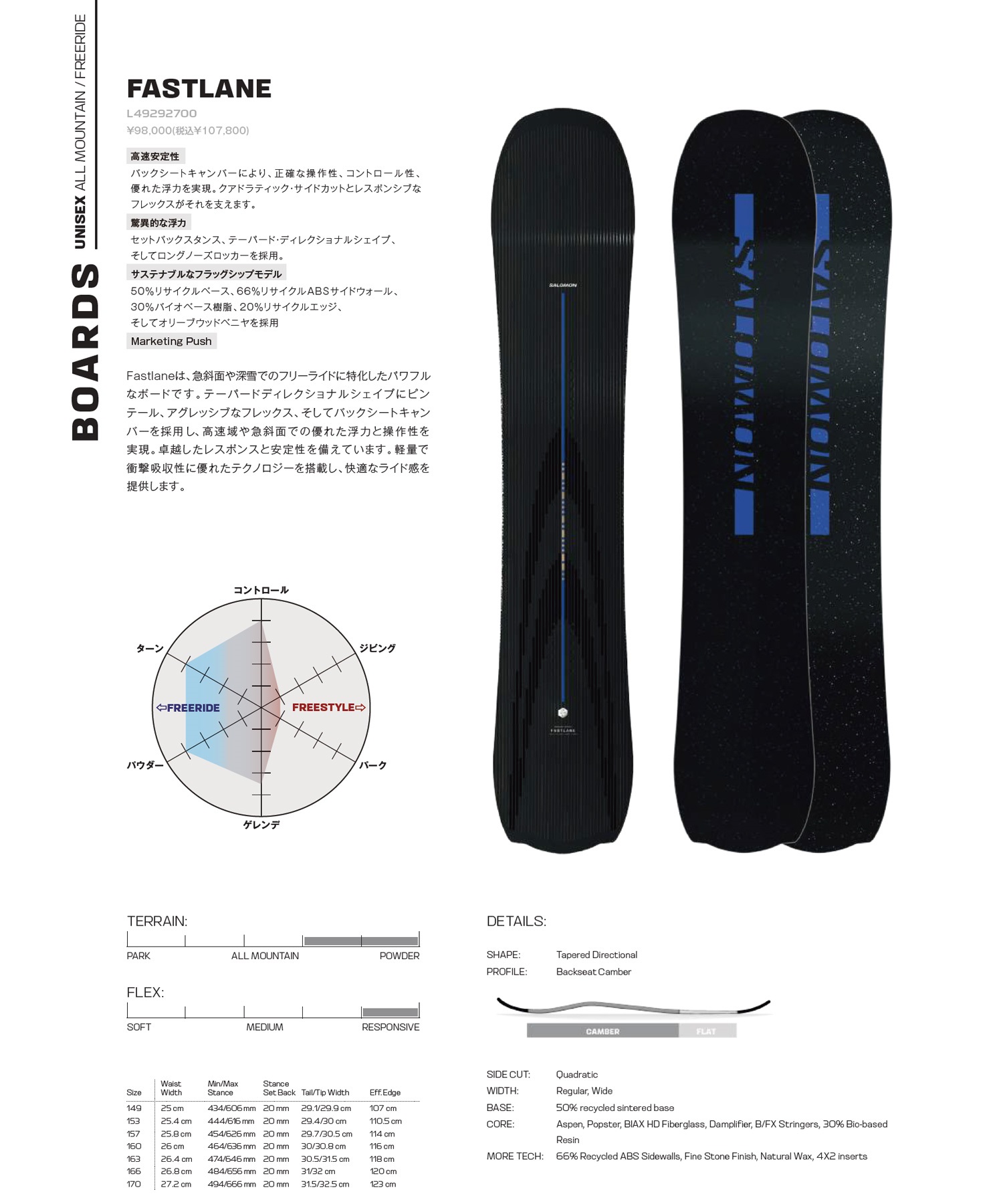 SALOMON サロモン ファストレーン FASTLANE スノーボード 板 フリー