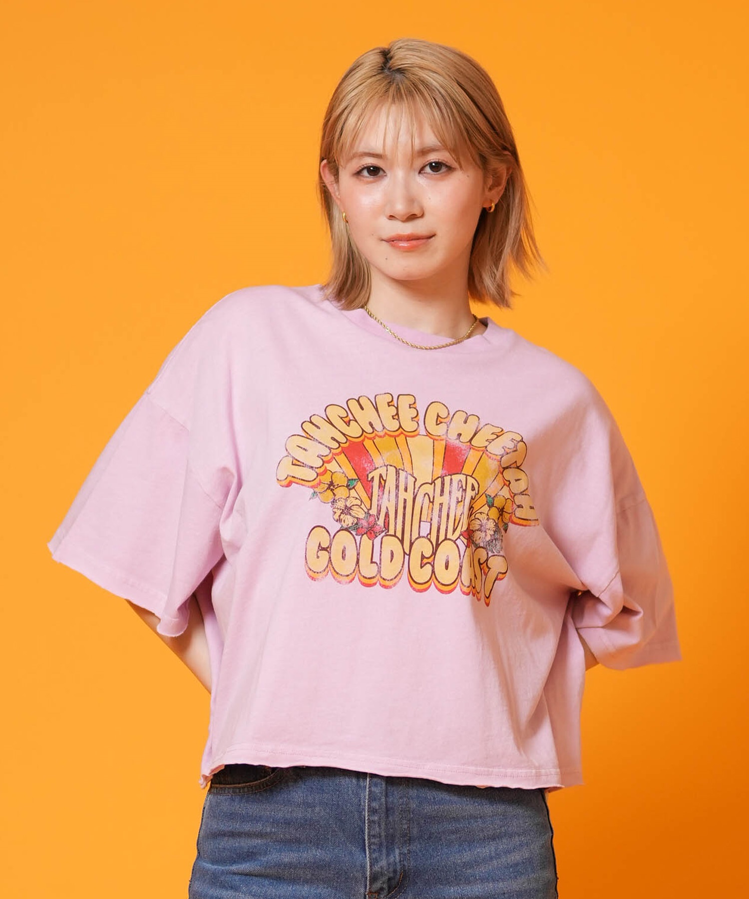 TAHCHEE ターチー 半袖 Tシャツ レディース 前面プリント TC260900-03(BLACK-FREE)