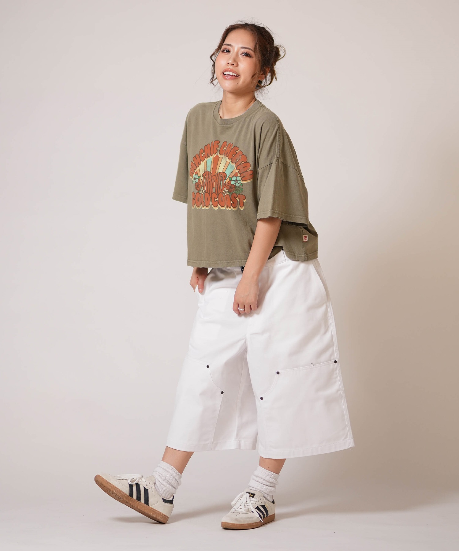 TAHCHEE ターチー 半袖 Tシャツ レディース 前面プリント TC260900-03(BLACK-FREE)