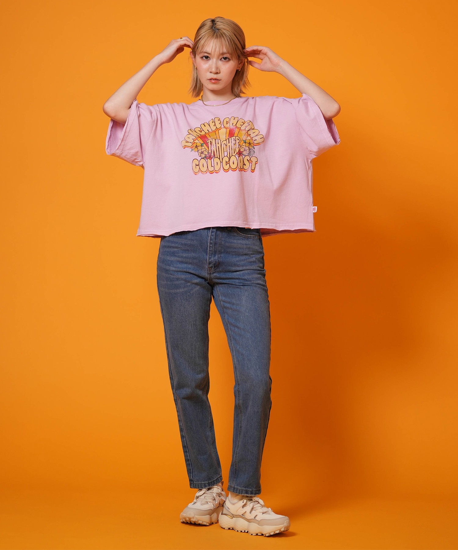 TAHCHEE ターチー 半袖 Tシャツ レディース 前面プリント TC260900-03(BLACK-FREE)