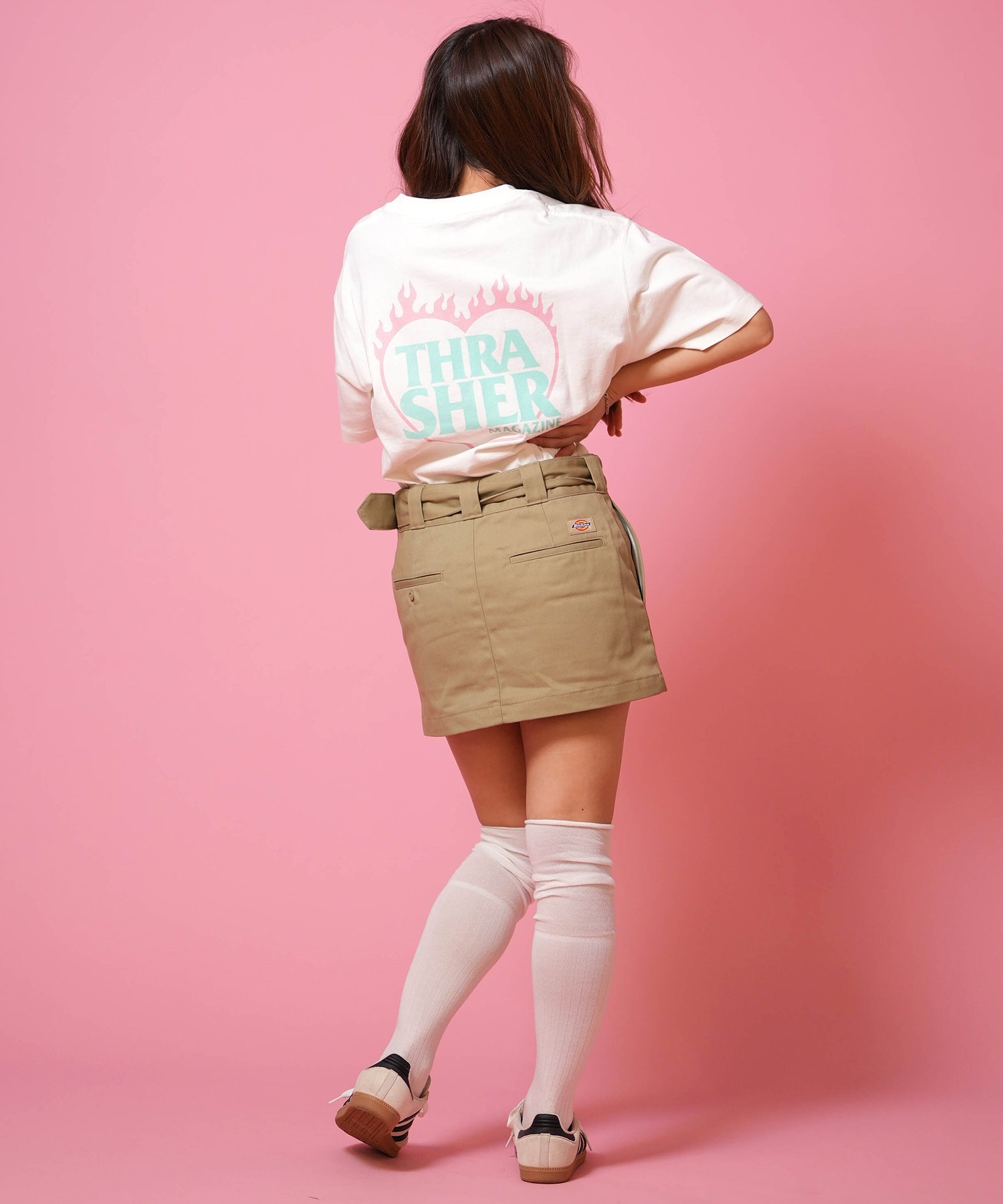 Dickies ディッキーズ ミニスカート レディース ベルト付き 2way DY0001 ムラサキスポーツ限定(BK-S)