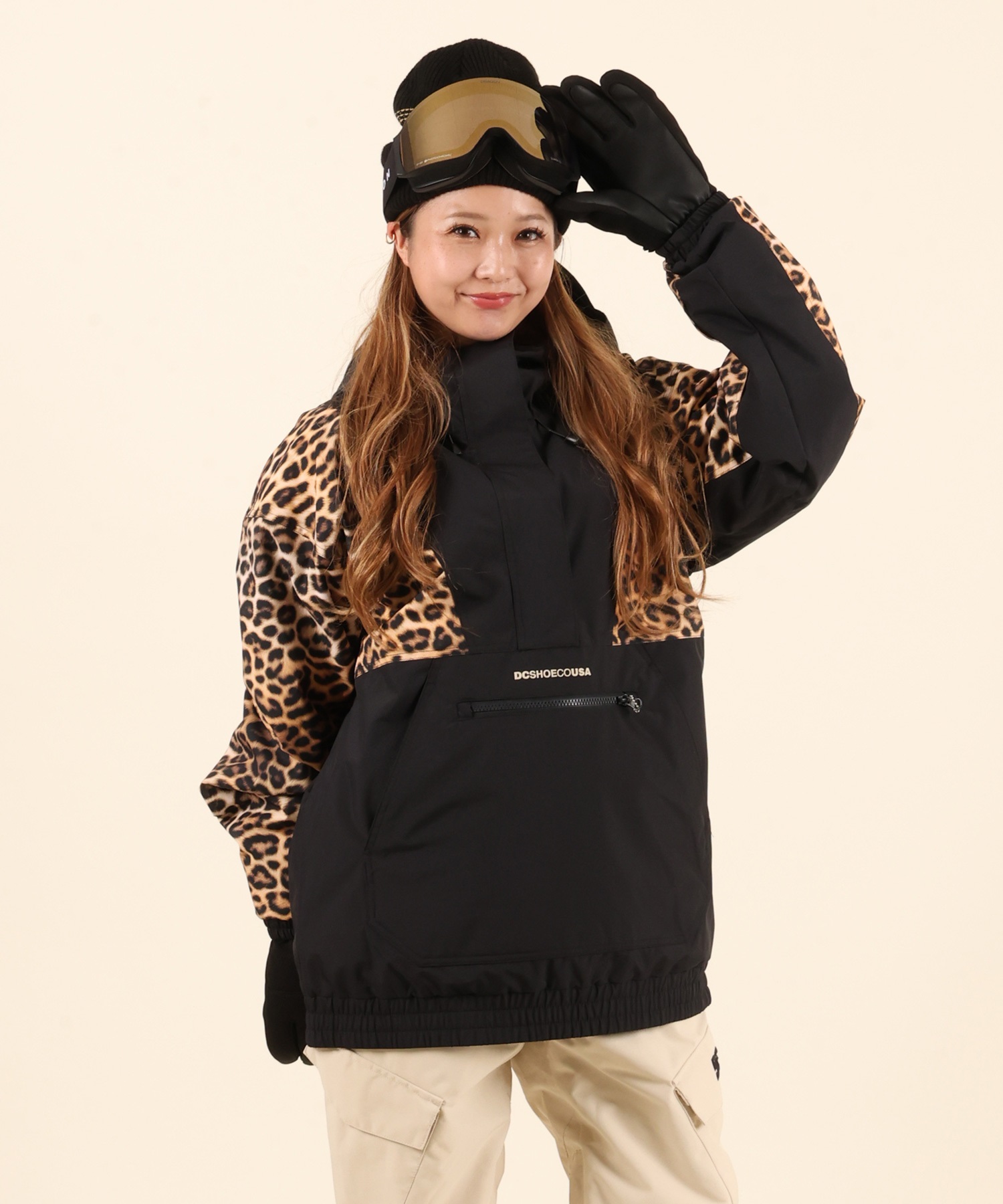 【新品未使用】DC スノボウェア レディース M 防水アノラック ピンクベージュ DC ディーシー シャレアノラック CHALET ANORAK スノーボード ウェア