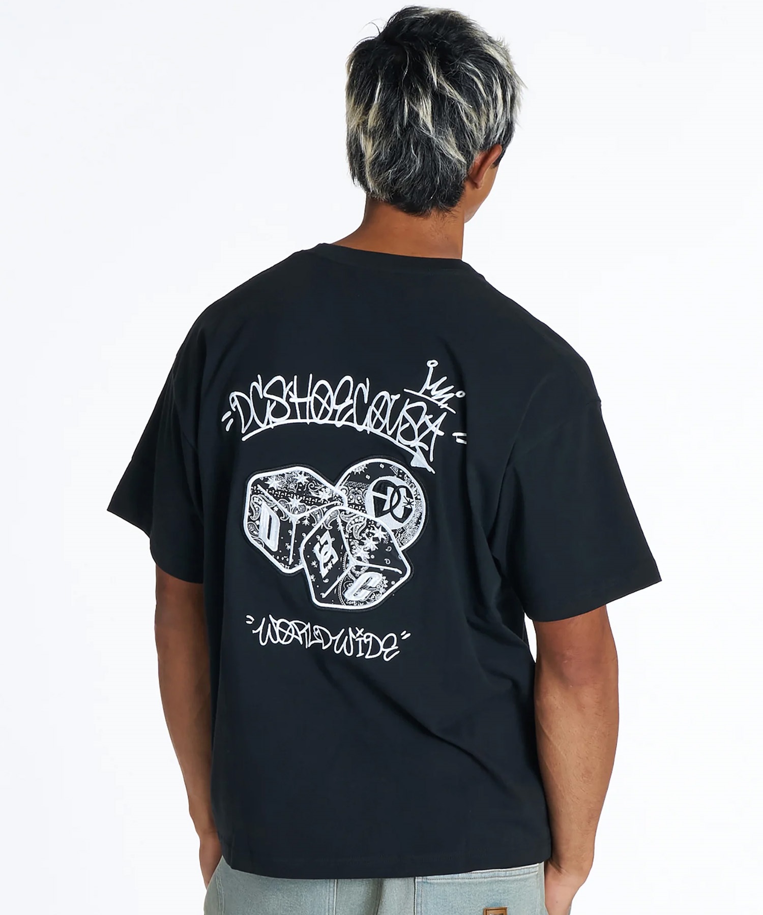 DC ディーシー 半袖 Tシャツ メンズ バックプリント アップリケ