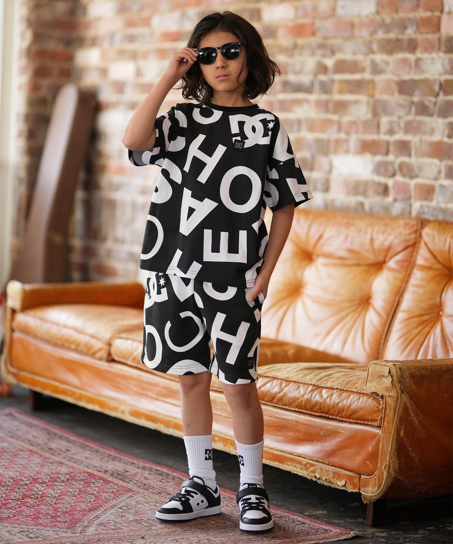 DC ディーシー 半袖 Tシャツ キッズ ジュニア 子供 オーバーサイズ 26 KD ALLOVER SS YST261516(WHT-100cm)