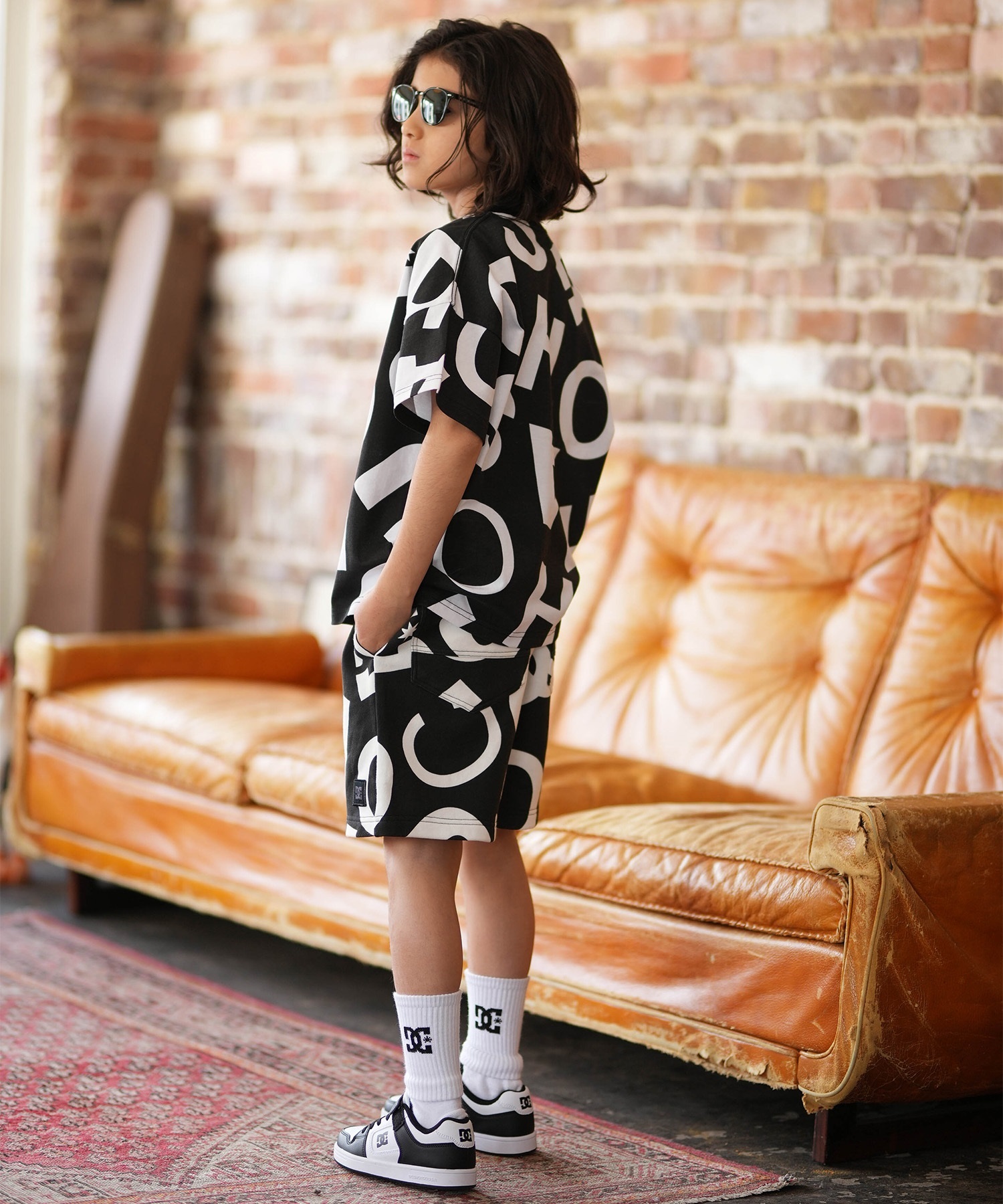 DC ディーシー 半袖 Tシャツ キッズ ジュニア 子供 オーバーサイズ 26 KD ALLOVER SS YST261516(WHT-100cm)