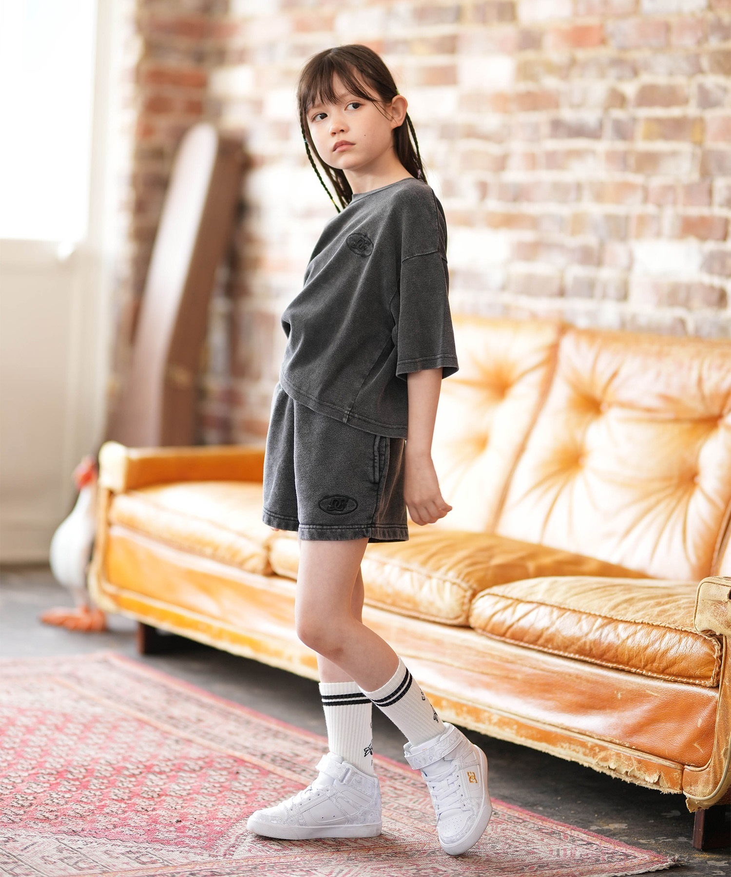 DC ディーシー 半袖 Tシャツ キッズ ジュニア 子供 クロップド丈 KD GS