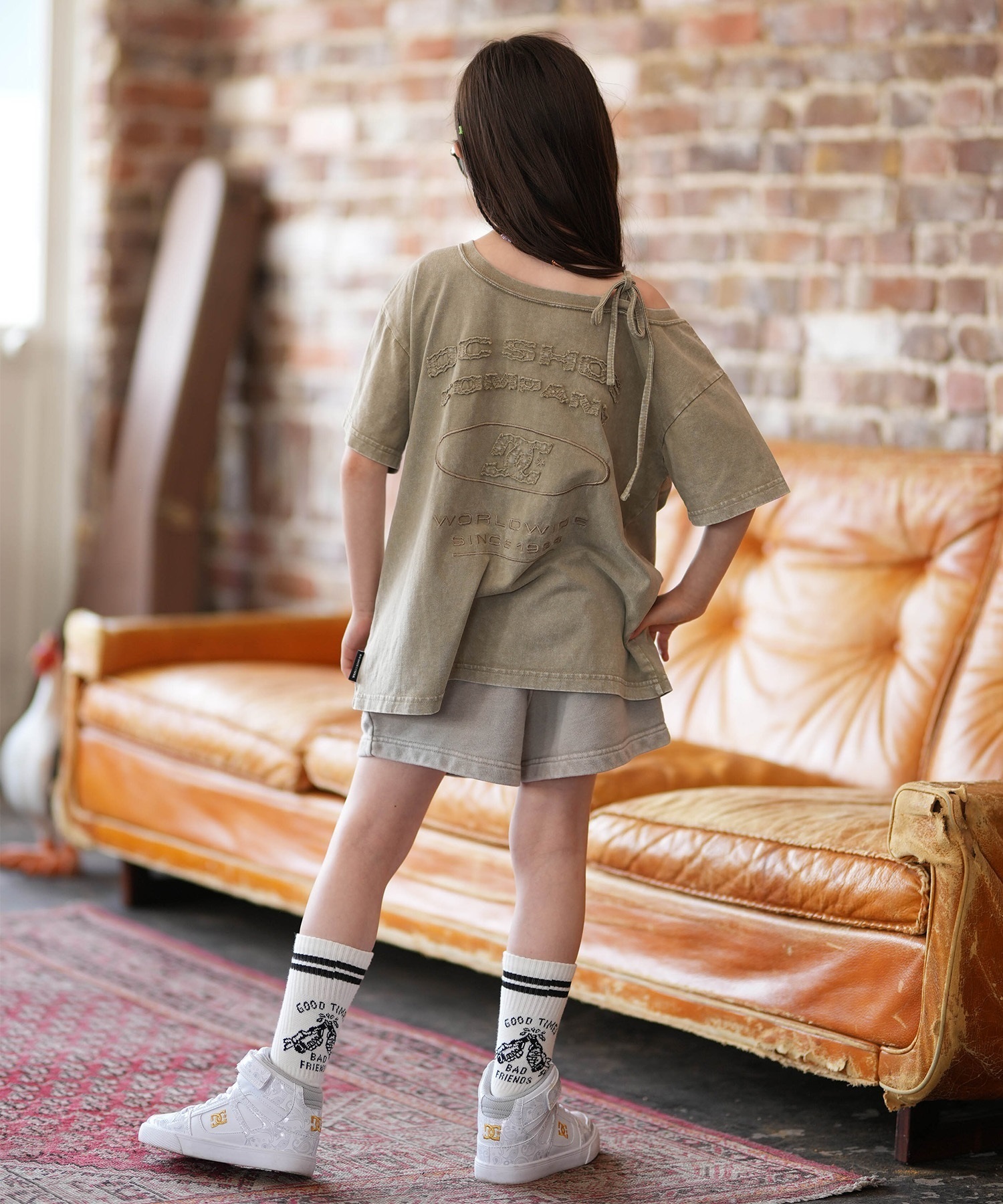 DC ディーシー 半袖 Tシャツ キッズ ワンショルダー 26 KD GS HIDDEN
