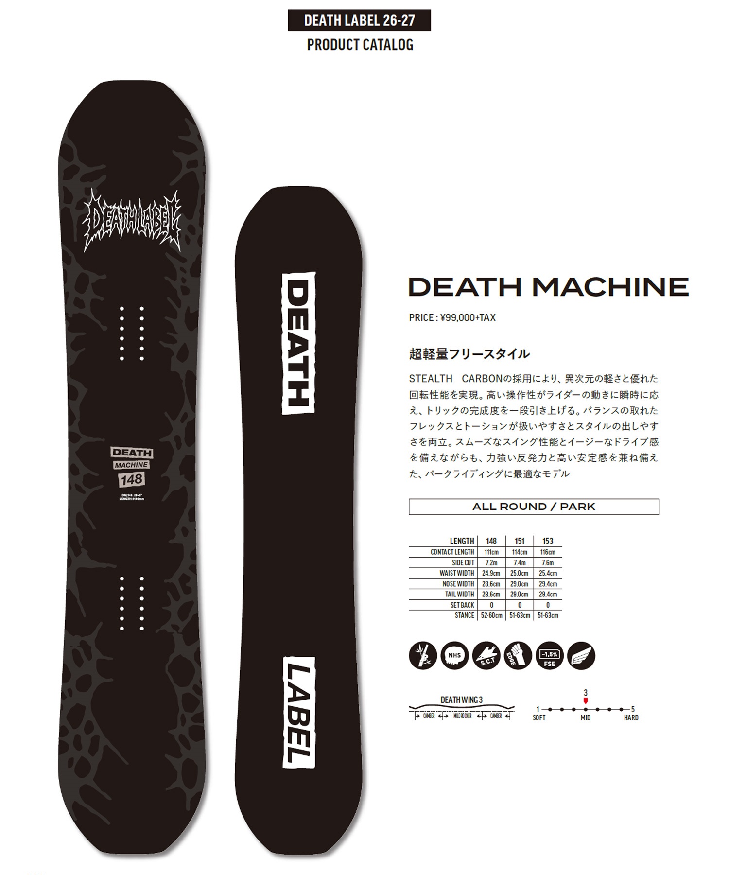 DEATH LABEL デスレーベル デスマシン DEATH MACHINE スノーボード 板