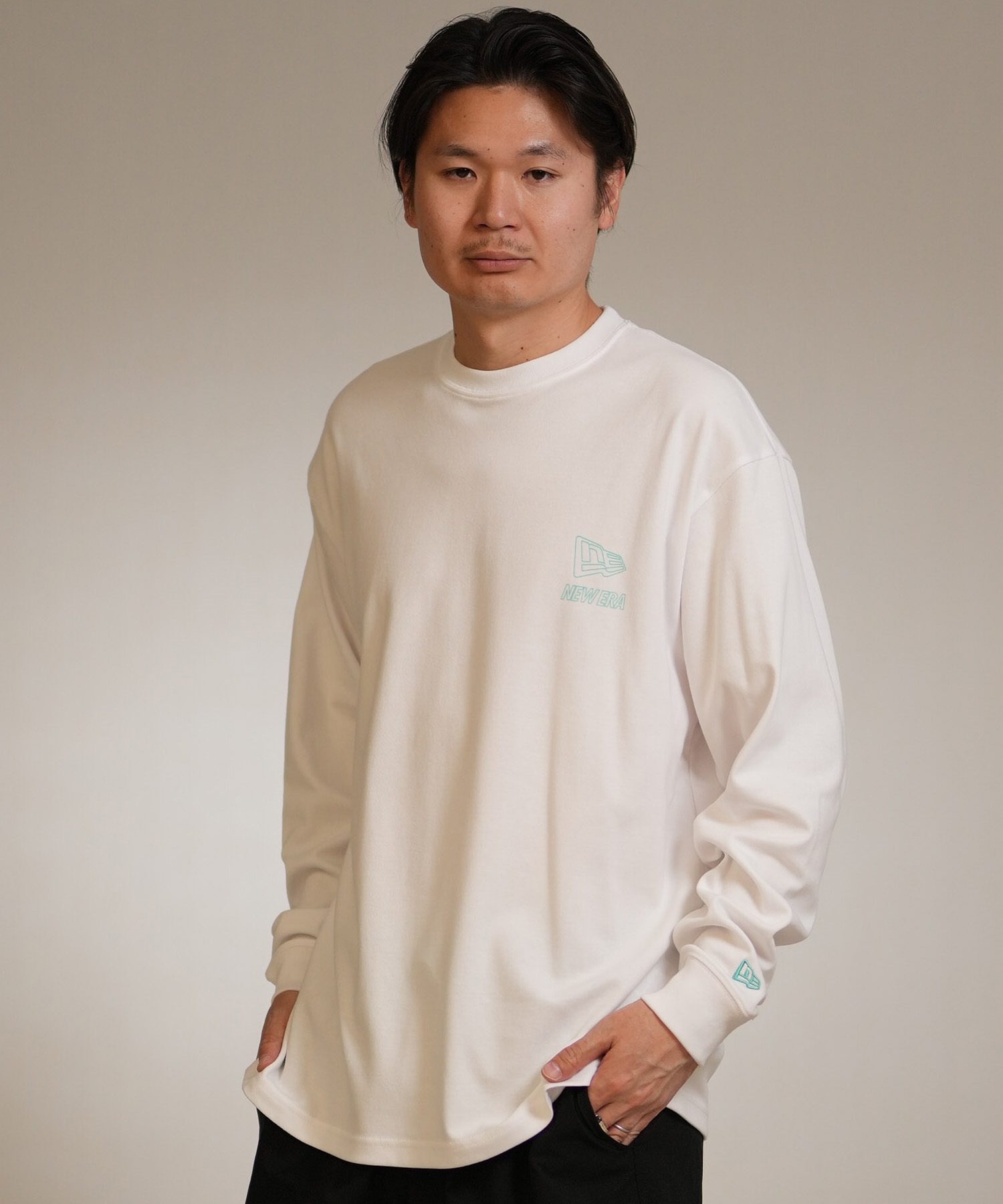 9090◆長袖Tシャツ/XL/コットン無地/NN1585 NEW ERA ニューエラ 長袖 Tシャツ ロンT メンズ バックプリント ロゴ