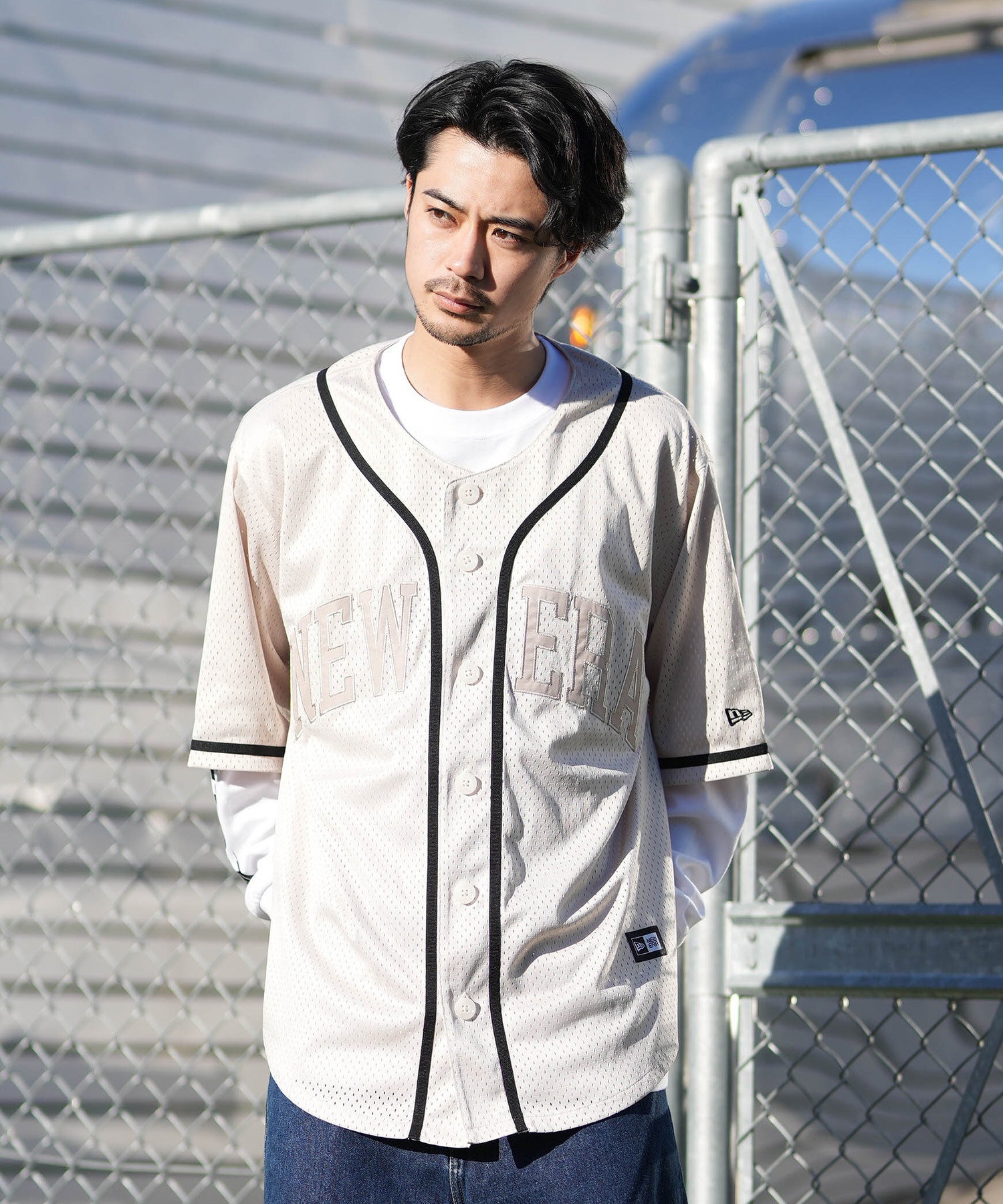 NEW ERA ニューエラ 半袖 シャツ メンズ ベースボールシャツ MESH
