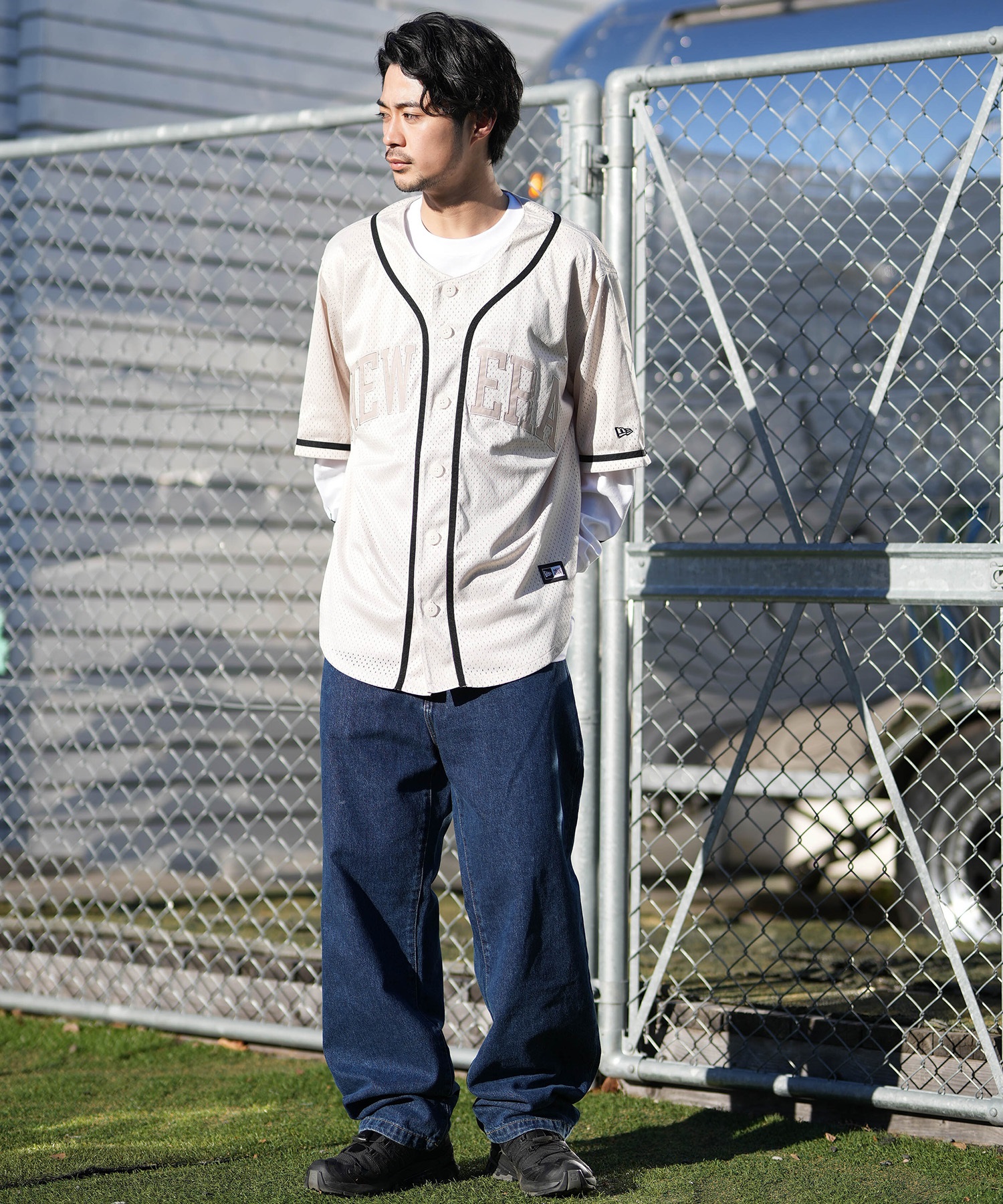 NEW ERA ニューエラ 半袖 シャツ メンズ ベースボールシャツ MESH