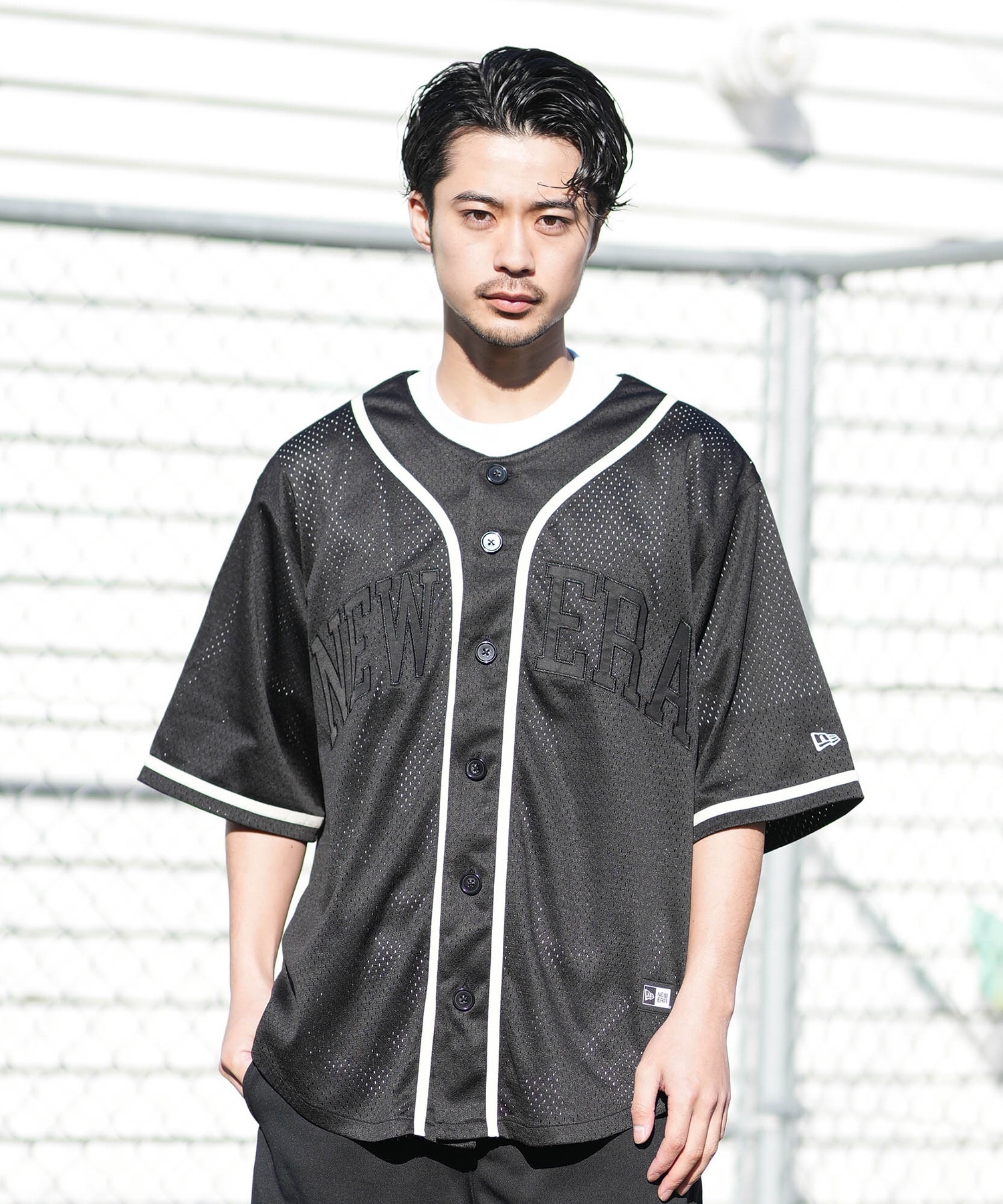 NEW ERA ニューエラ 半袖 シャツ メンズ ベースボールシャツ MESH