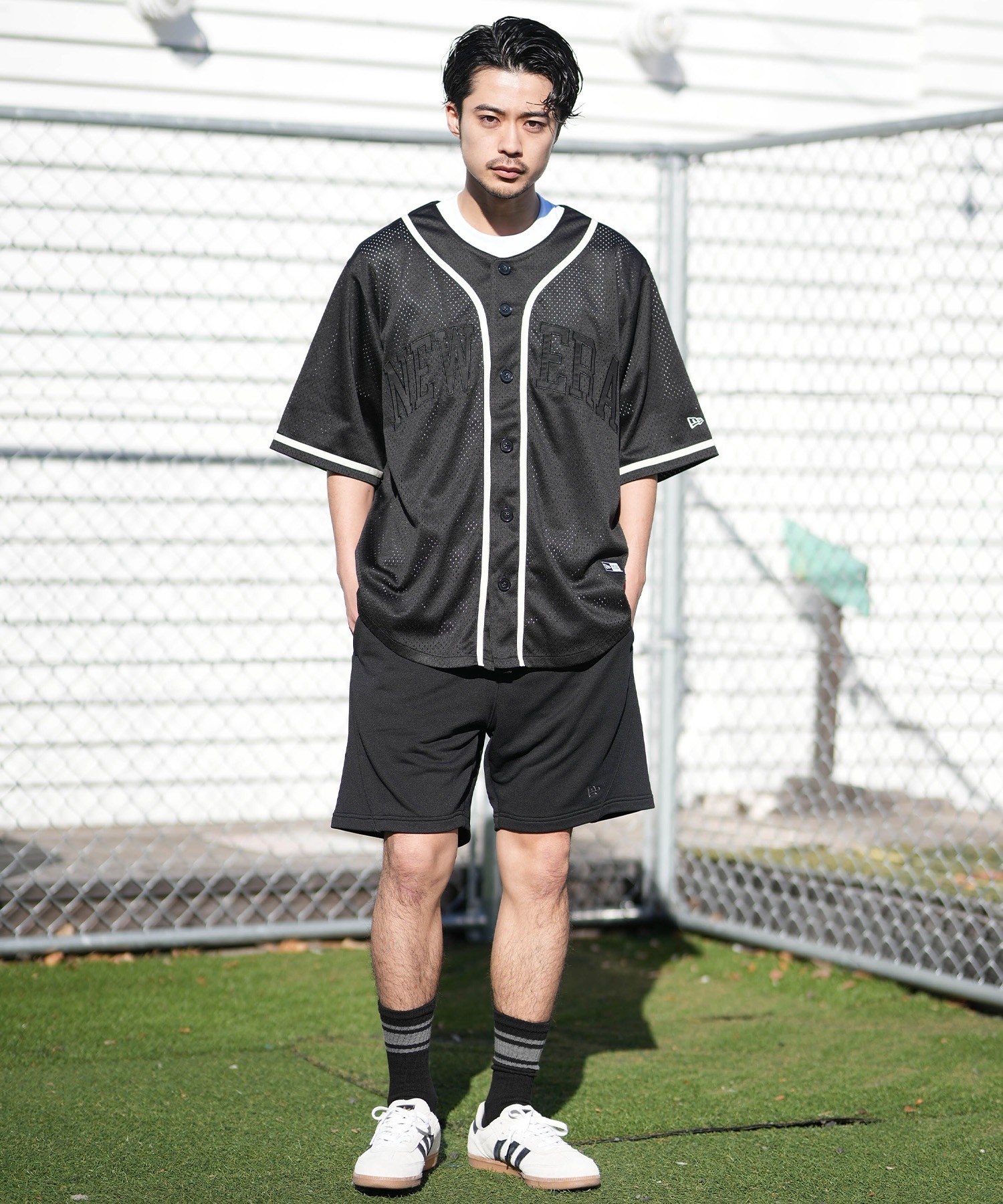 NEW ERA ニューエラ 半袖 シャツ メンズ ベースボールシャツ MESH 