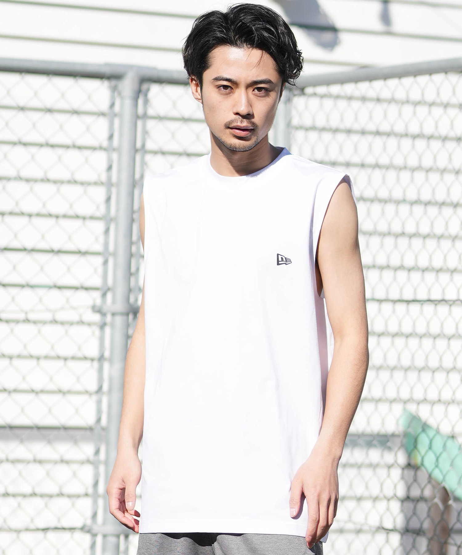NEW ERA ニューエラ 水着 ラッシュガード タンクトップ メンズ UVカット 吸水速乾 耐塩素 耐海水 水陸両用 14774239(WHT-M)