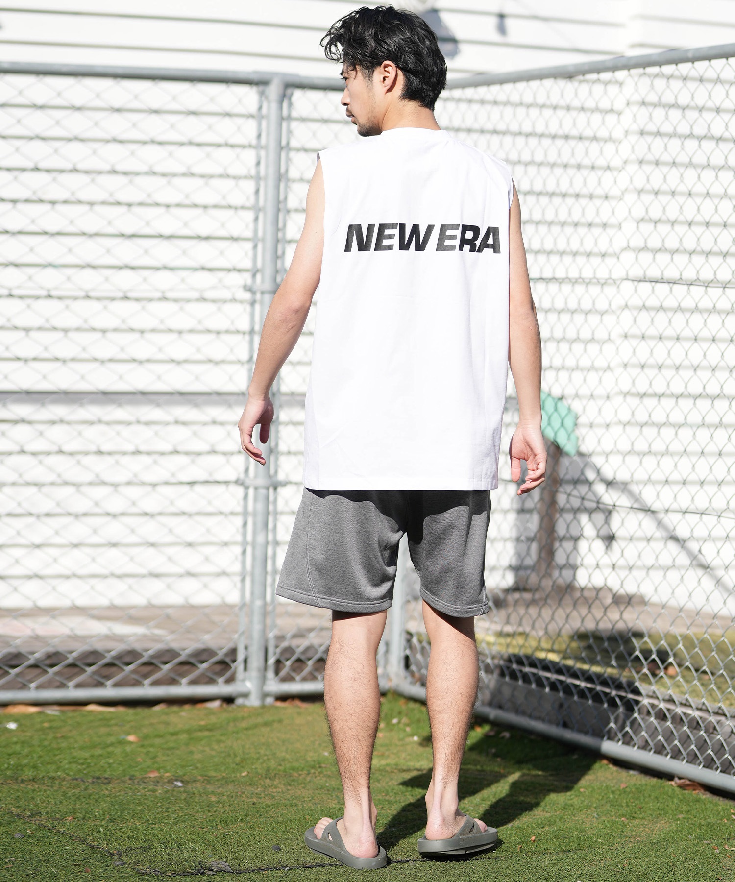 NEW ERA ニューエラ 水着 ラッシュガード タンクトップ メンズ UVカット 吸水速乾 耐塩素 耐海水 水陸両用 14774239(WHT-M)