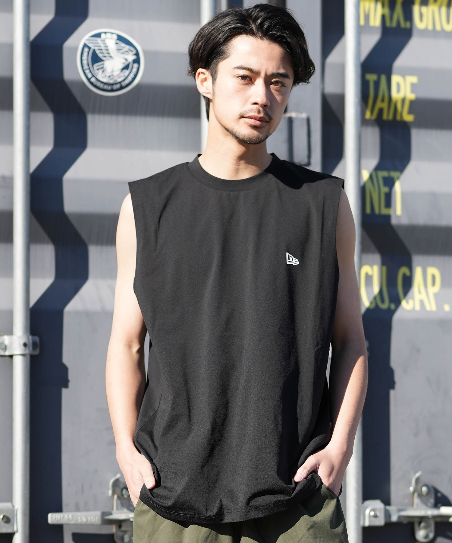 NEW ERA ニューエラ 水着 ラッシュガード タンクトップ メンズ UVカット 吸水速乾 耐塩素 耐海水 水陸両用 14774240(BLK-M)