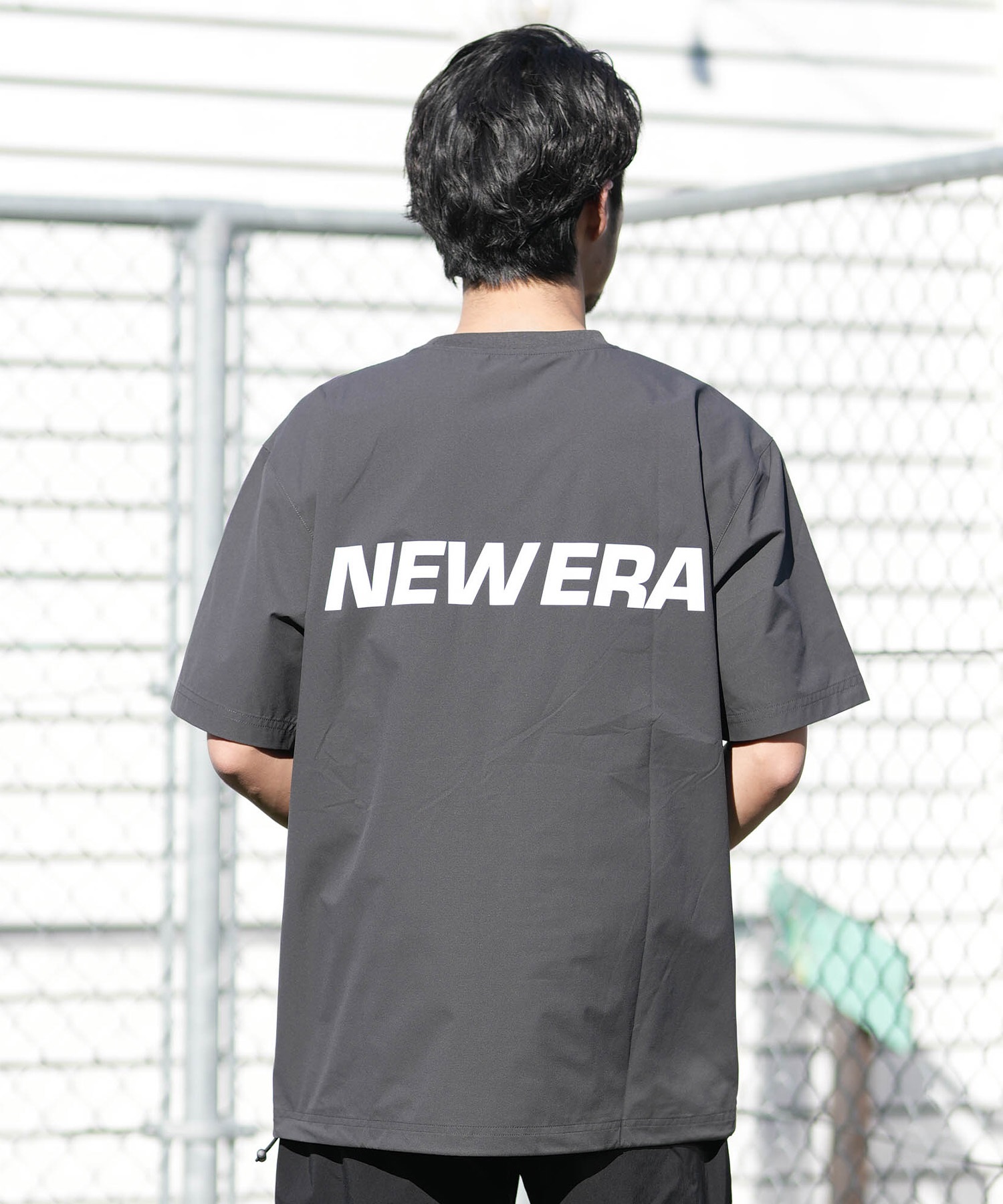 NEW ERA ニューエラ 水着 ラッシュガード 半袖 Tシャツ メンズ UVカット 撥水 ストレッチ 耐塩素 水陸両用 14774251(GRY-M)