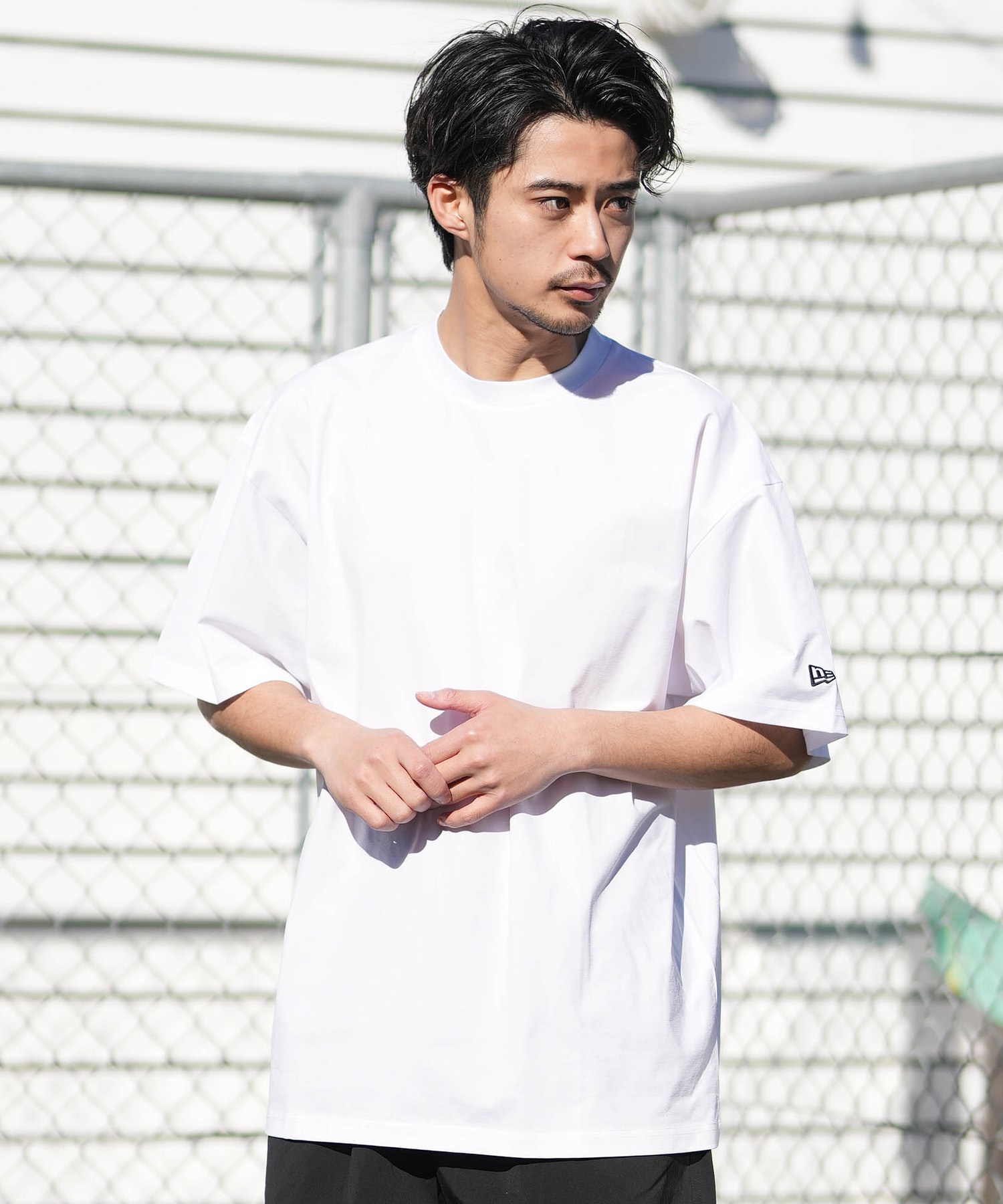 NEW ERA ニューエラ 水着 ラッシュガード 半袖 Tシャツ メンズ UVカット 吸水速乾 耐塩素 耐海水 水陸両用 14774256(WHT-M)