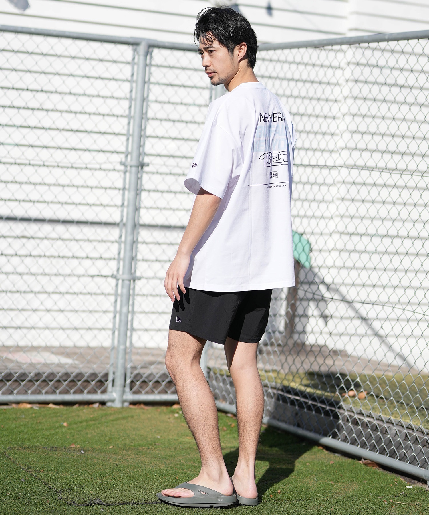 NEW ERA ニューエラ 水着 ラッシュガード 半袖 Tシャツ メンズ UVカット 吸水速乾 耐塩素 耐海水 水陸両用 14774256(WHT-M)