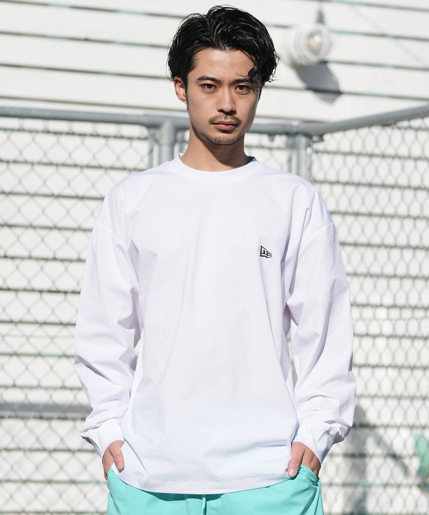 NEW ERA ニューエラ 長袖 Tシャツ ロンT メンズ UVカット Wordmark