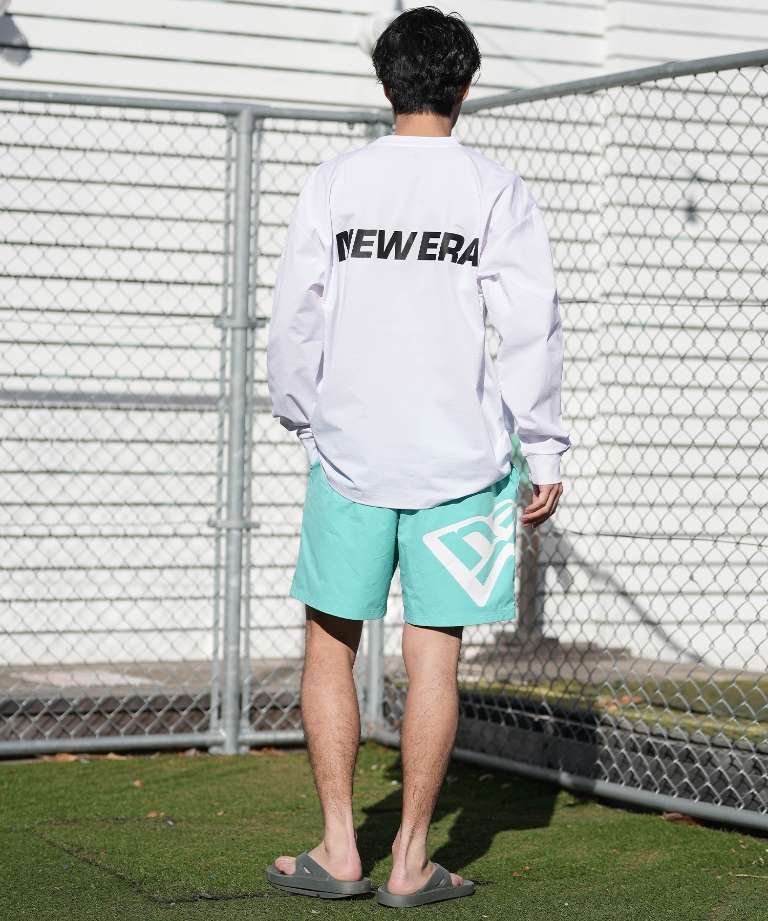 NEW ERA ニューエラ 長袖 Tシャツ ロンT メンズ UVカット Wordmark