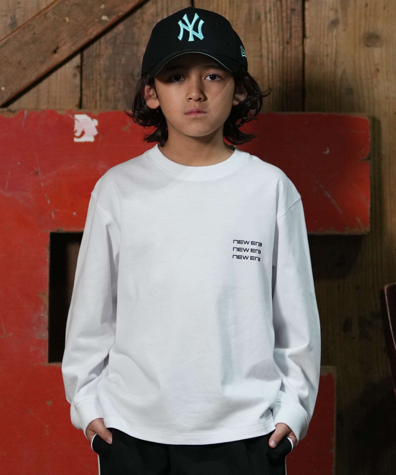 NEW ERA ニューエラ 長袖 Tシャツ ロンT キッズ 子供 ロゴ YTH LS CT