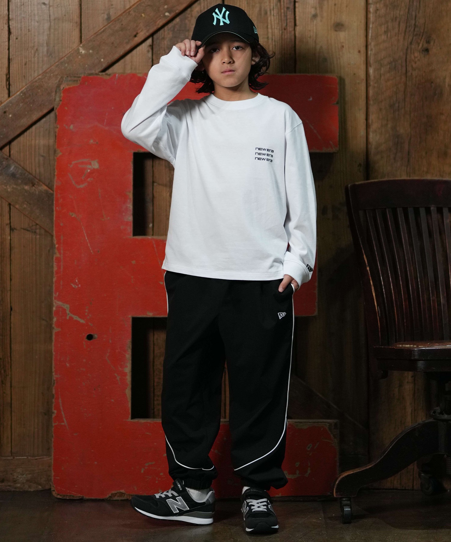 NEW ERA ニューエラ ロングパンツ キッズ 子供 ロゴ PA YTH OS PIPING