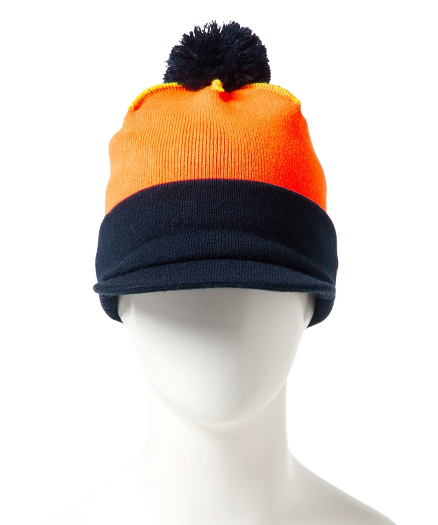 PERVERZEウールニット帽 黒・オレンジ NEW ERA ニューエラ ビーニー ニットキャップ POM PON VISOR KNIT GORO