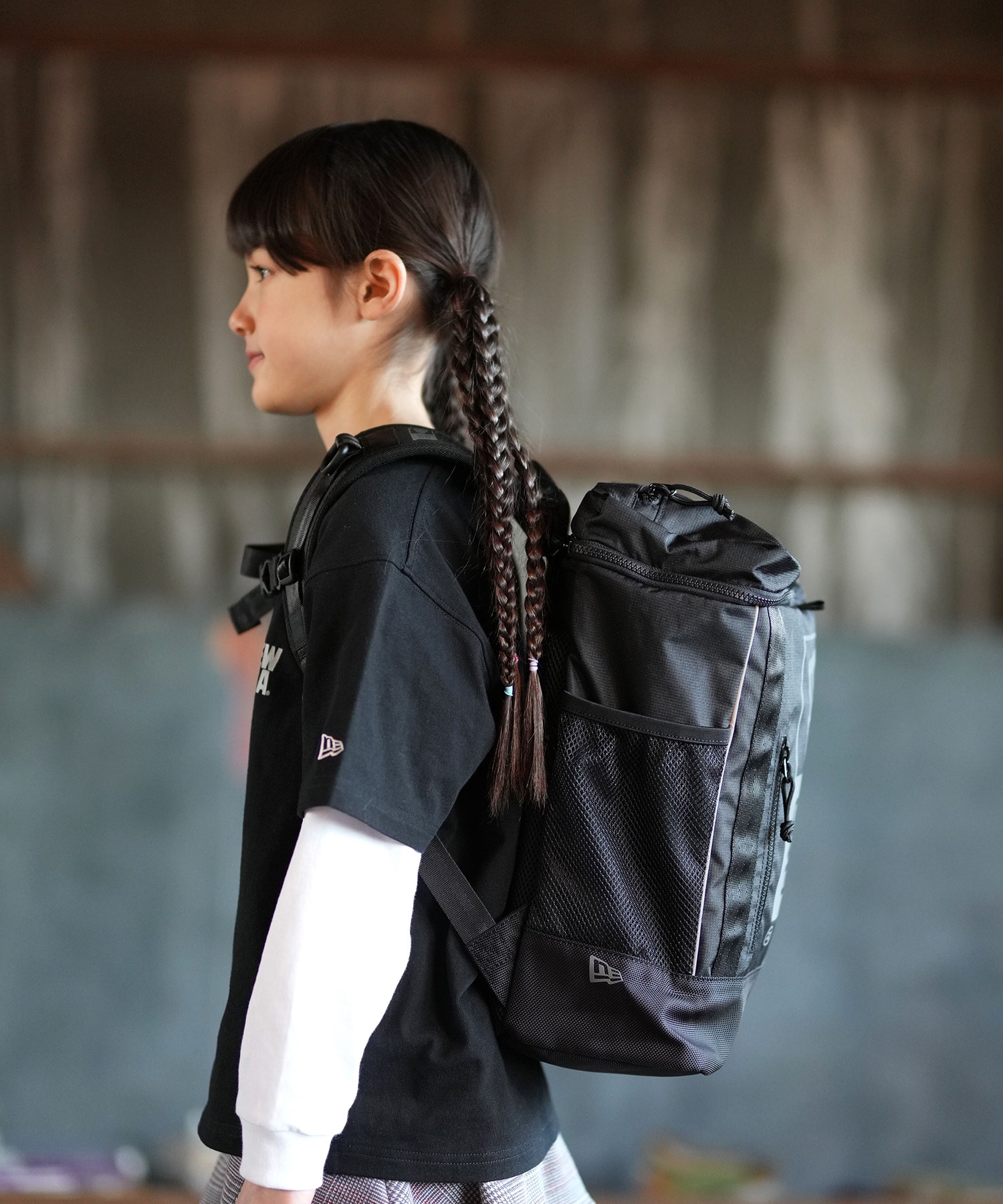 NEW ERA ニューエラ バックパック リュック キッズ ジュニア 子供 Youth ボックスパック 16L NEW ERAロゴ ブラック リフレクトシルバー 14750829(BLK-FREE)