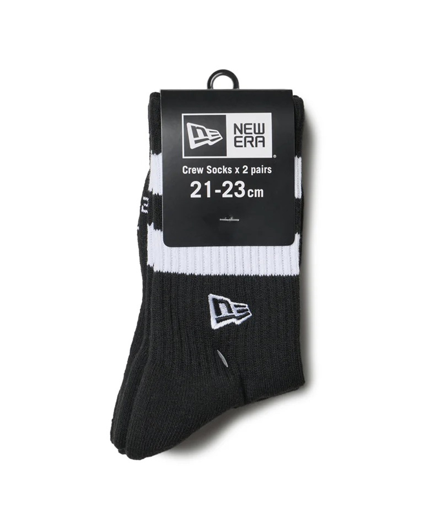 NEW ERA ニューエラ ソックス 靴下 クルー丈 2ペア ライン フラッグロゴ エンブロイダリー K14751650(BWG-21.0cm)