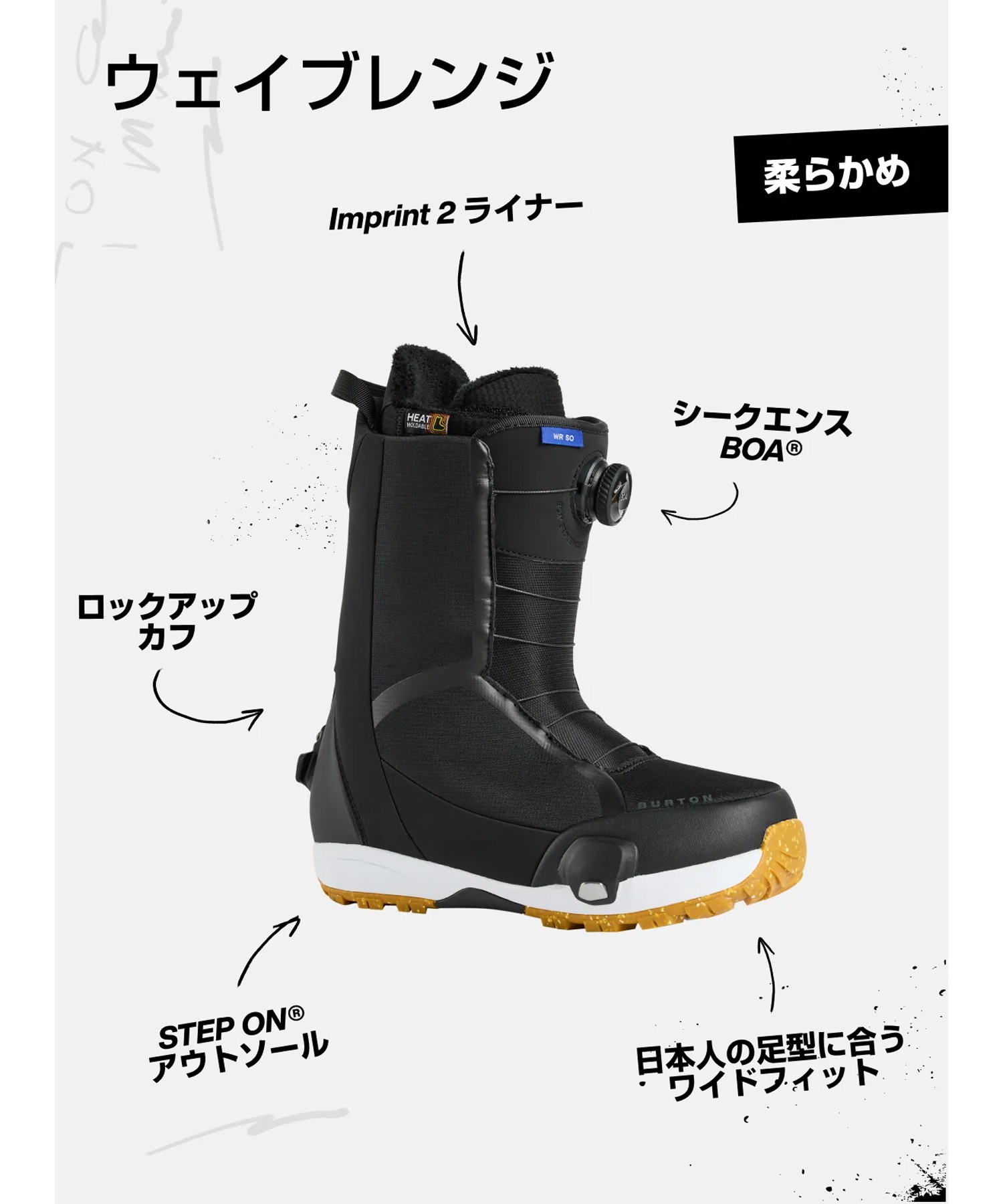BURTON バートン メンズ ウェイブレンジ ステップオン Men's Waverange Step On スノーボード ブーツ ステップオン メンズ 26-27 早期購入(Black-24.0cm)