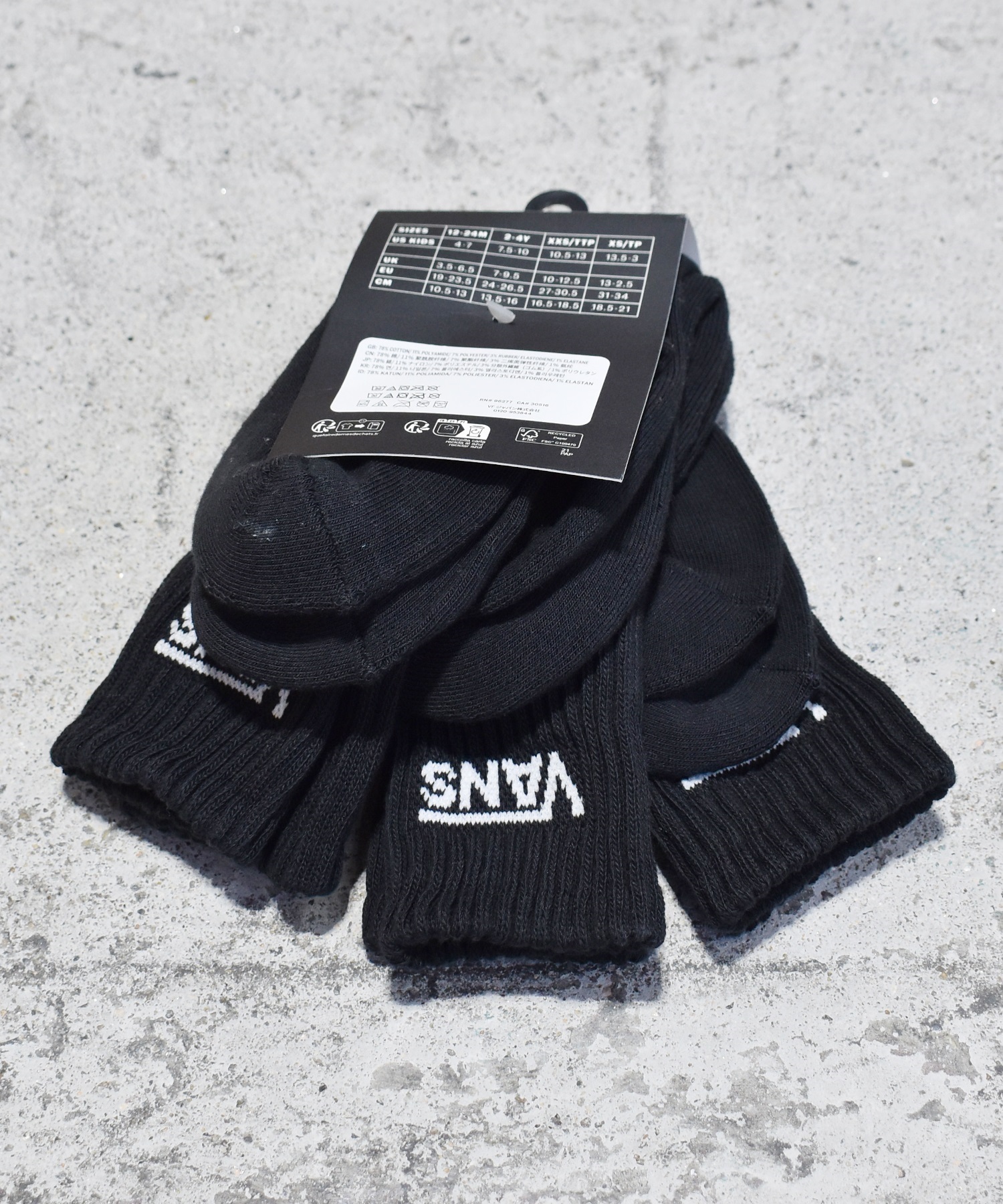 VANS バンズ ソックス 靴下 キッズ 雑貨 3足セット 18.5cm~21.0cm