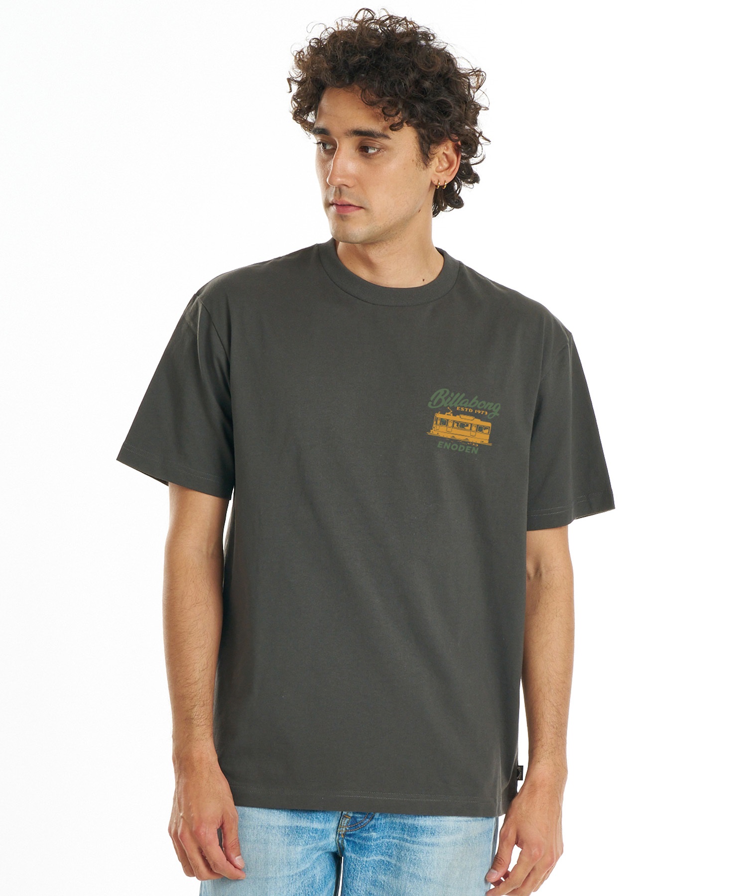 BILLABONG ビラボン × 江ノ電 コラボ 半袖 Tシャツ メンズ ロゴ バックプリント BG012214(CRM-M)