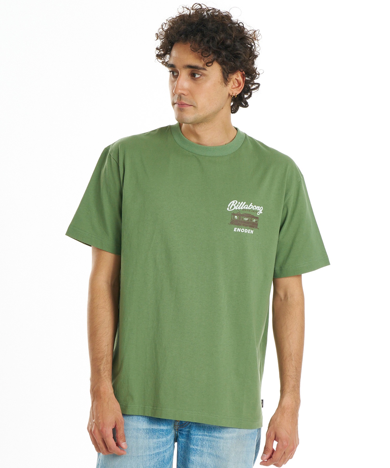 BILLABONG ビラボン × 江ノ電 コラボ 半袖 Tシャツ メンズ ロゴ バックプリント BG012214(CRM-M)