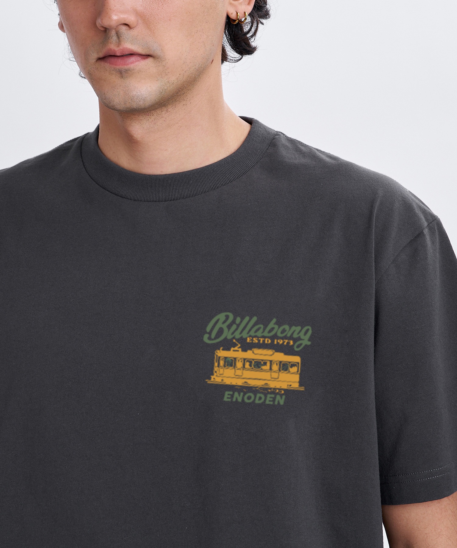 BILLABONG ビラボン × 江ノ電 コラボ 半袖 Tシャツ メンズ ロゴ バックプリント BG012214(CRM-M)