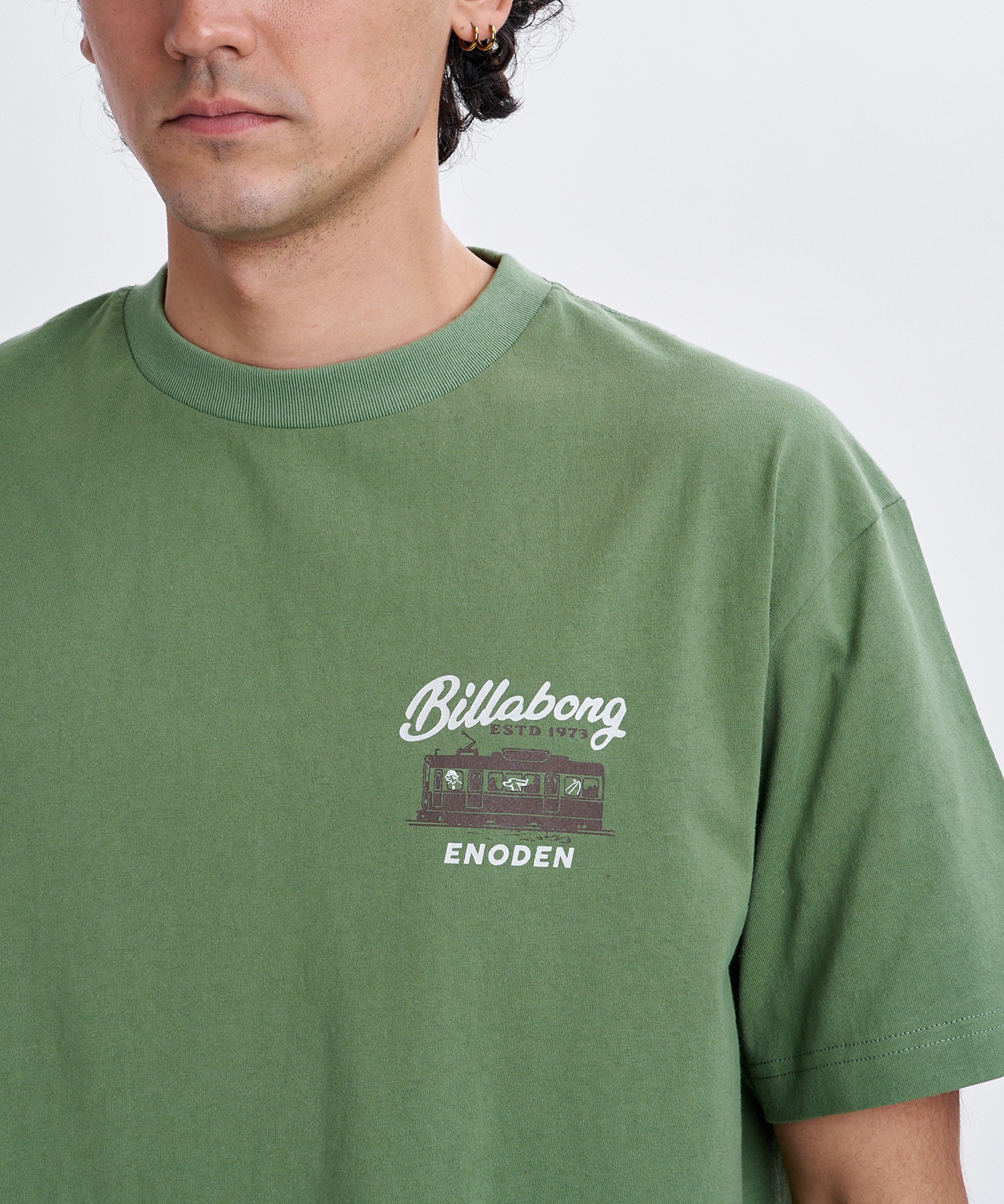 BILLABONG ビラボン × 江ノ電 コラボ 半袖 Tシャツ メンズ ロゴ バックプリント BG012214(CRM-M)