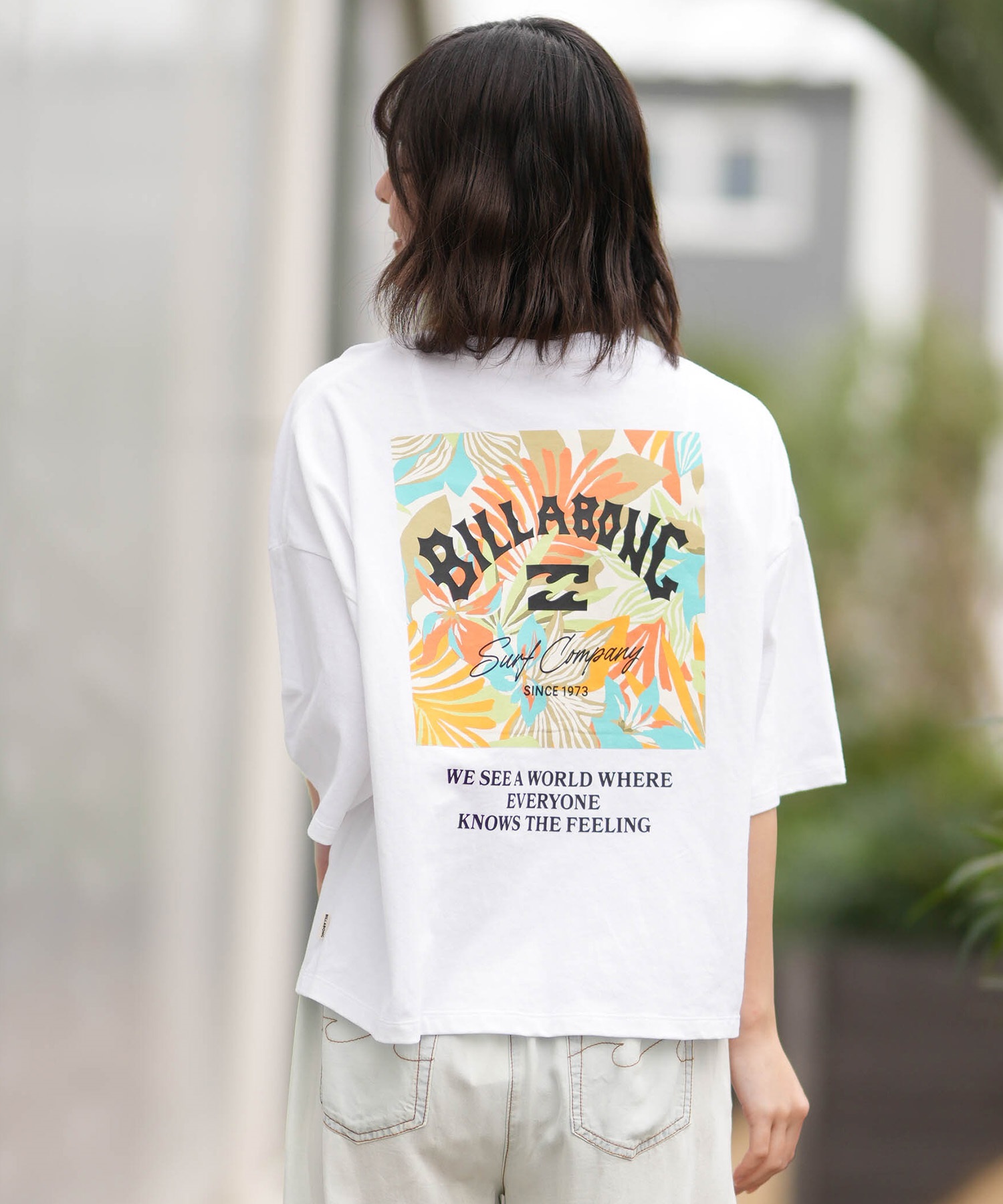 BILLABONG ビラボン 半袖 Tシャツ レディース SQUARE LOGO LOOSE CROPPED BG013205(BLM-M)