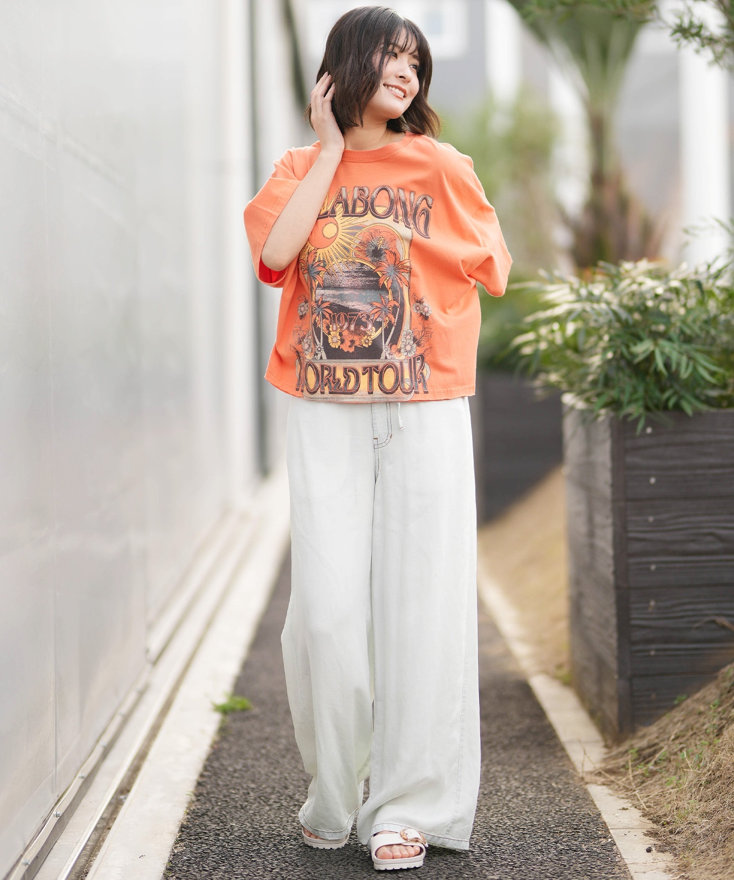BILLABONG ビラボン 半袖 Tシャツ レディース GRAPHIC WIDE LOOSE CROP T BG013209(OFB-M)