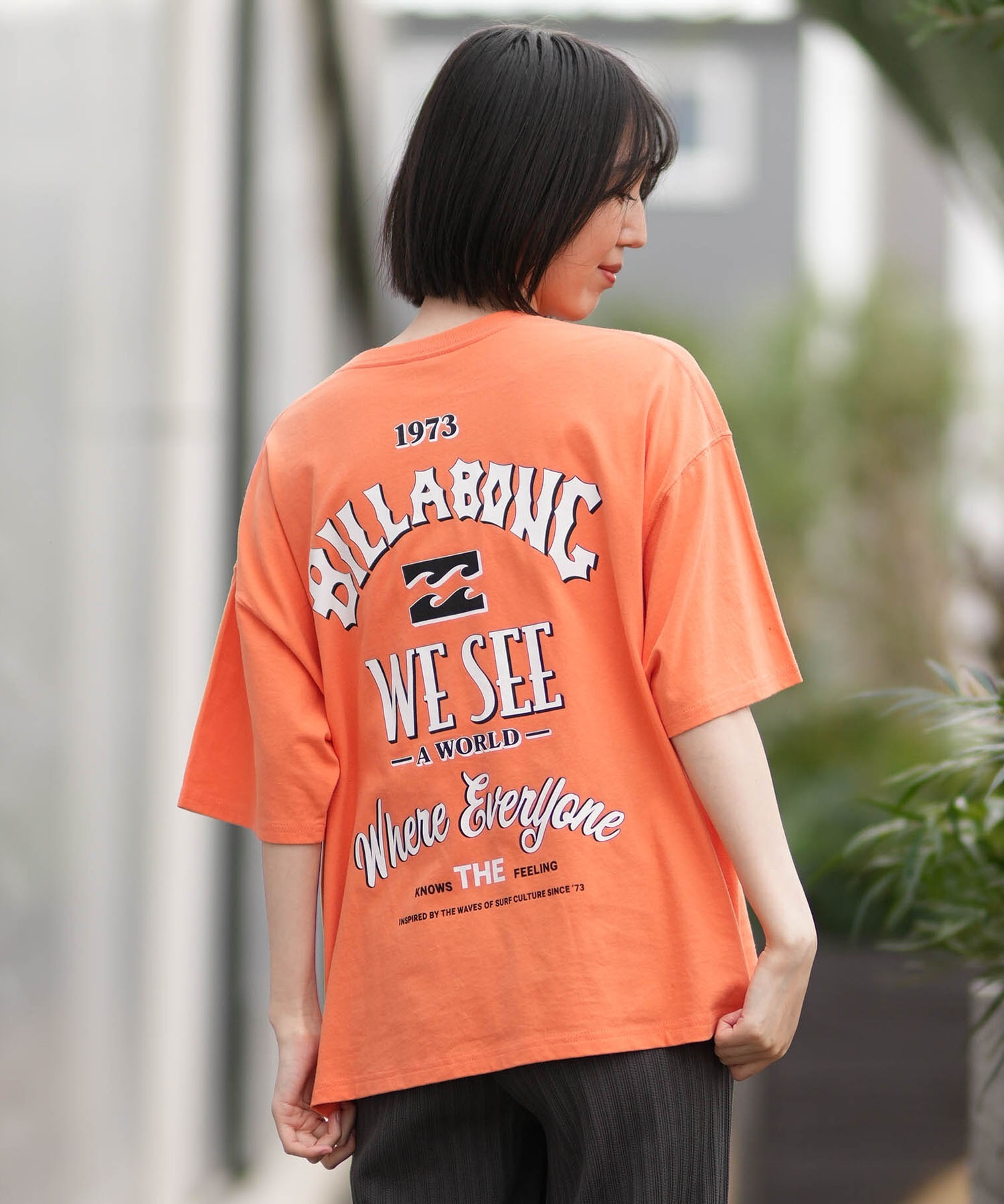 BILLABONG ビラボン 半袖 Tシャツ レディース バックプリント MESSAGE ARCH MEDIUM LOOSE BG013211(OCS-M)