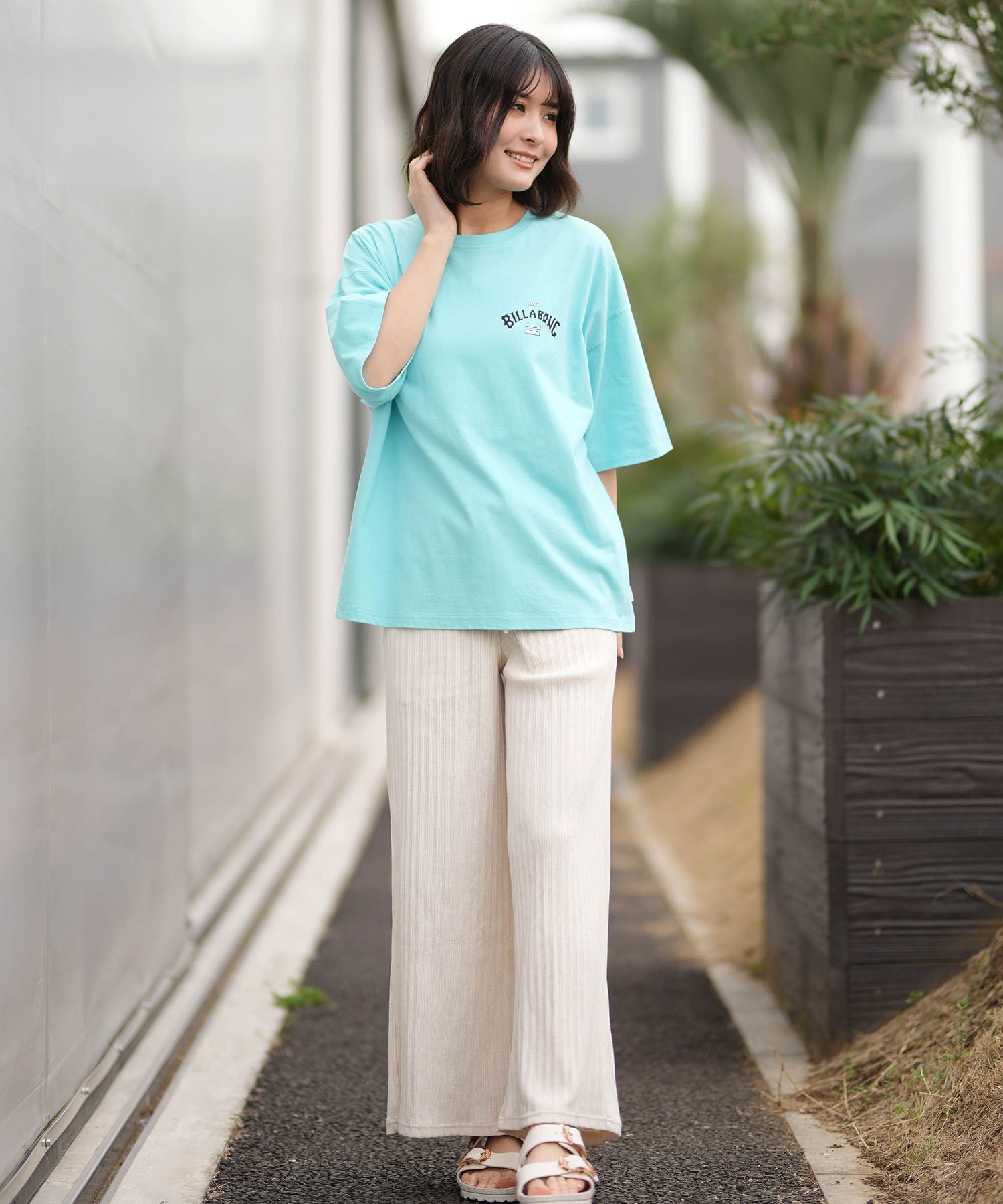 BILLABONG ビラボン 半袖 Tシャツ レディース バックプリント MESSAGE ARCH MEDIUM LOOSE BG013211(OCS-M)